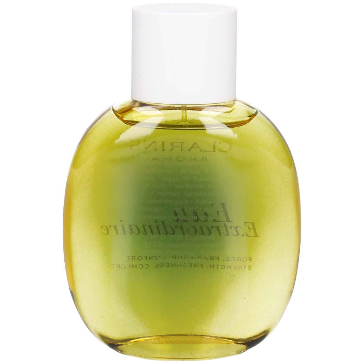 Flacon Clarins Eau Extraordinaire Aroma, vue arrière.