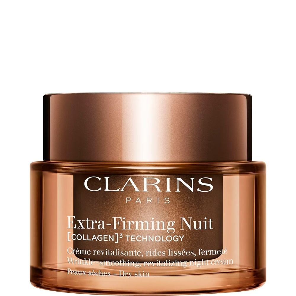 Pot Clarins Extra-Firming Nuit avec couvercle couleur cuivre.