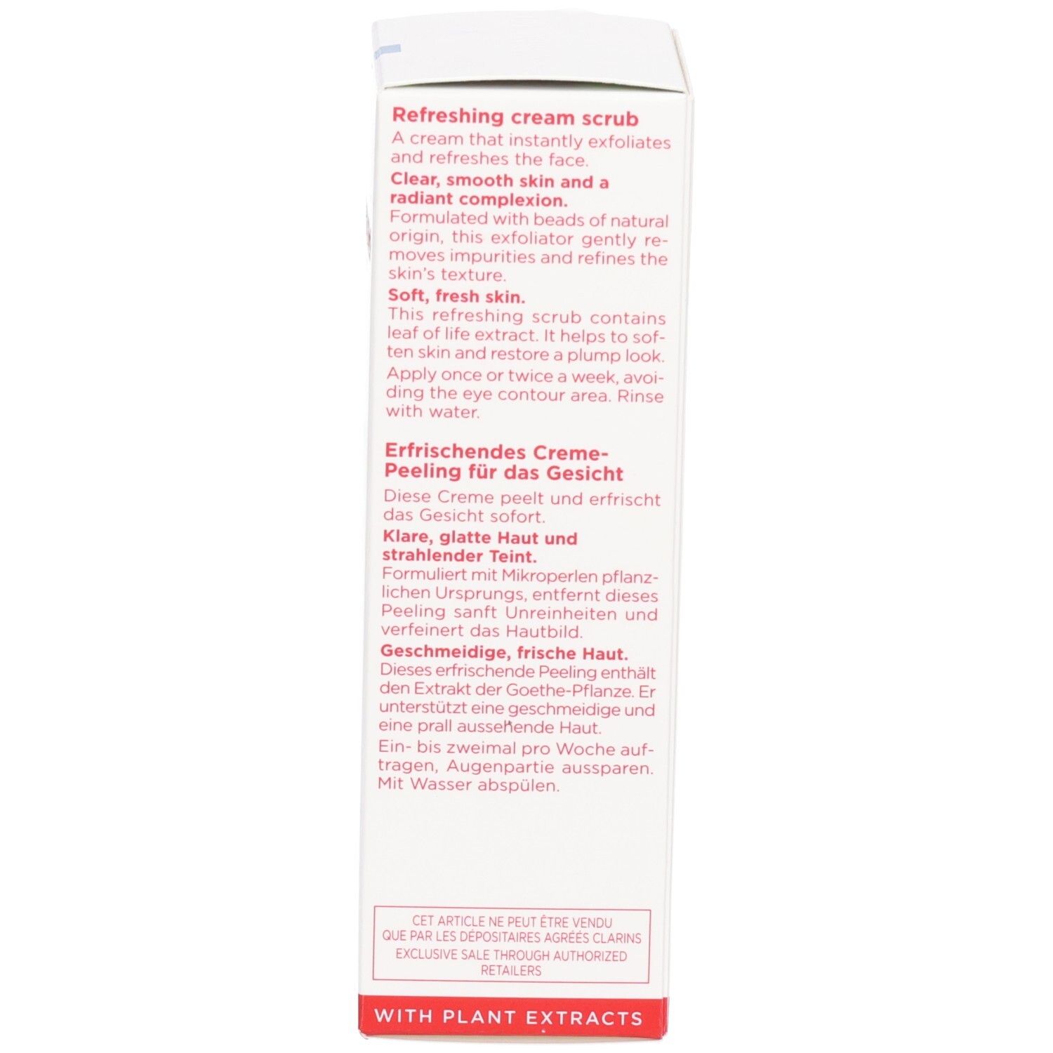 Boîte Clarins Fresh Scrub : Gommage crème rafraîchissant pour le visage.