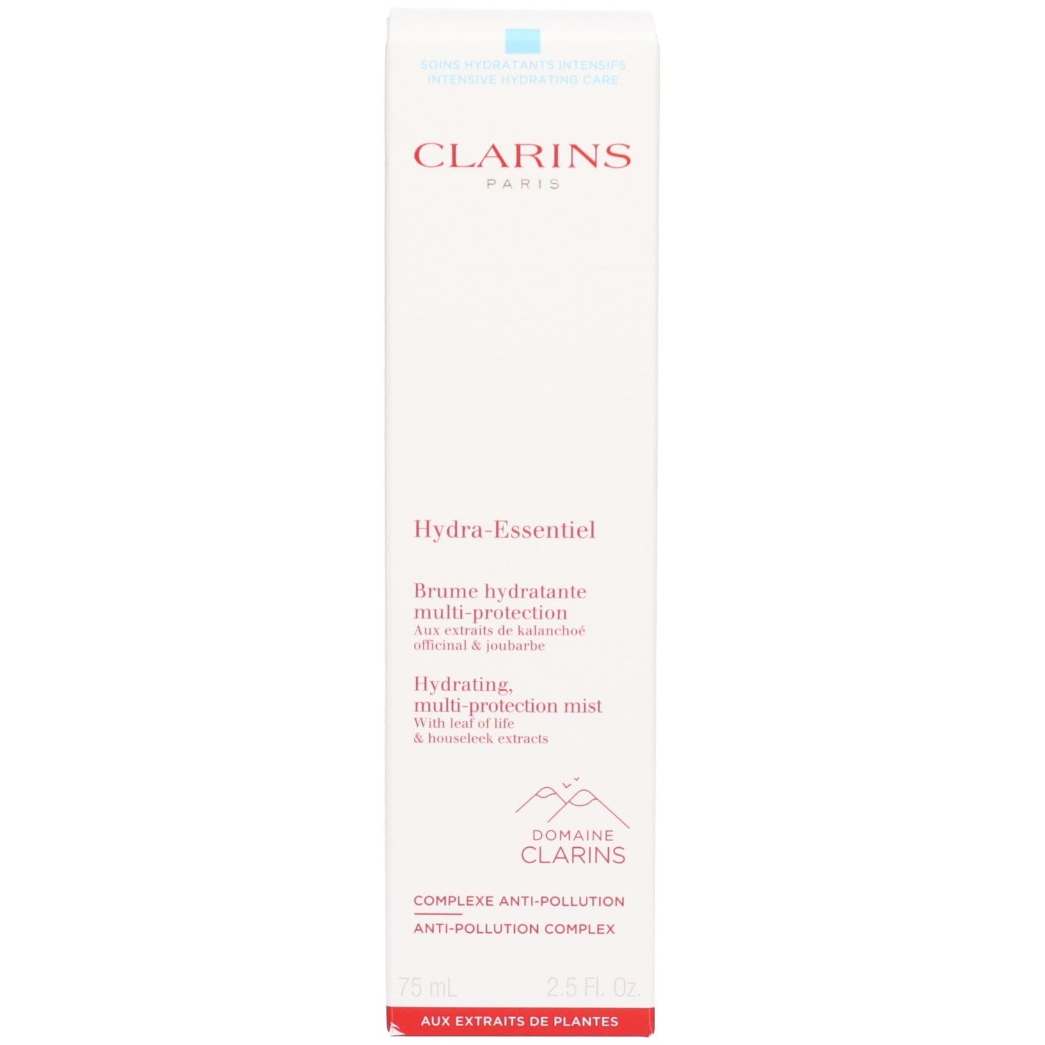 Clarins Hydra-Essentiel Brume Hydratante Multi-Protection flacon pompe.