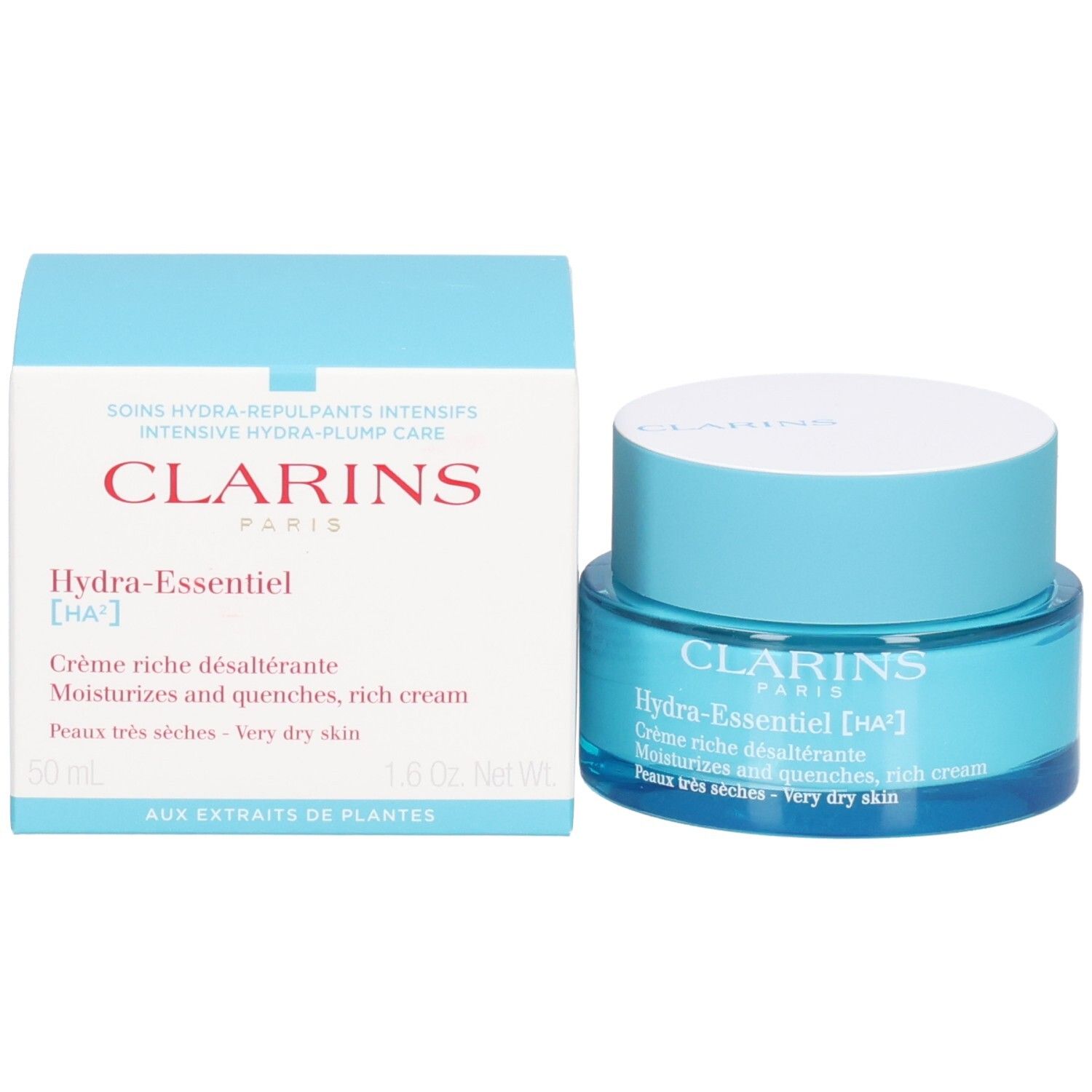 Clarins Hydra-Essentiel Crème Riche et emballage, 50ml.