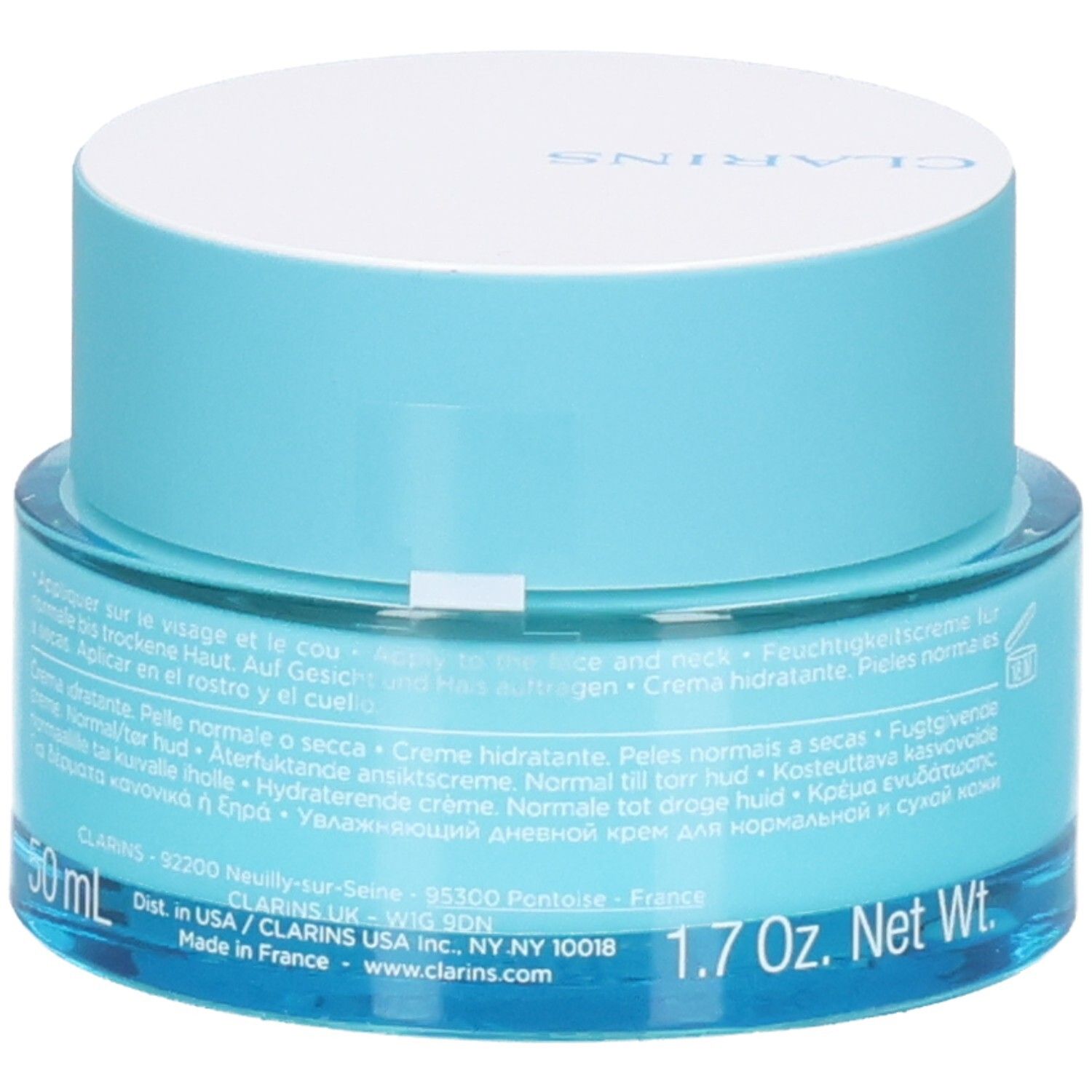 Crème de jour Clarins Hydra-Essentiel [HA²], dos avec instructions et indication 50ml.