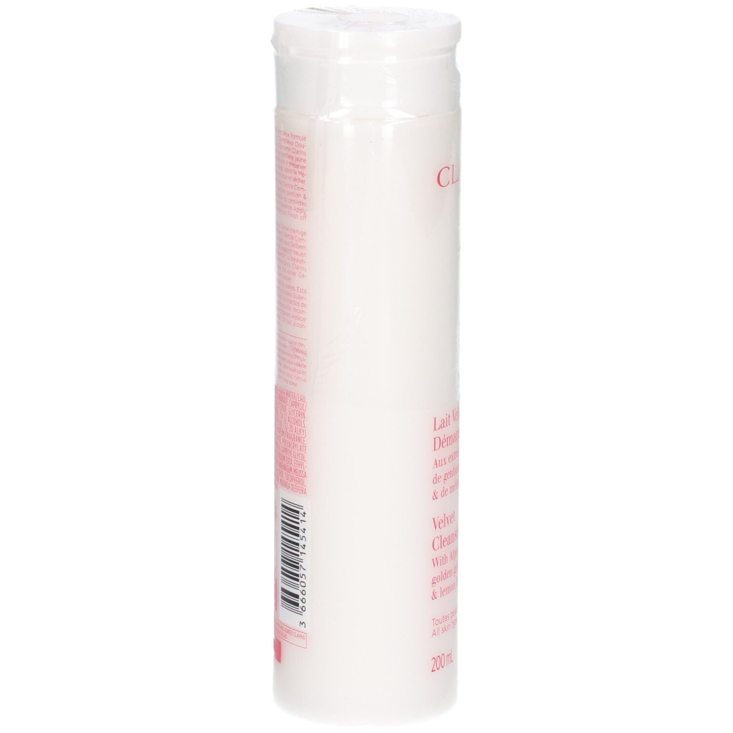Clarins Lait Velours Démaquillant, verso avec informations produit.