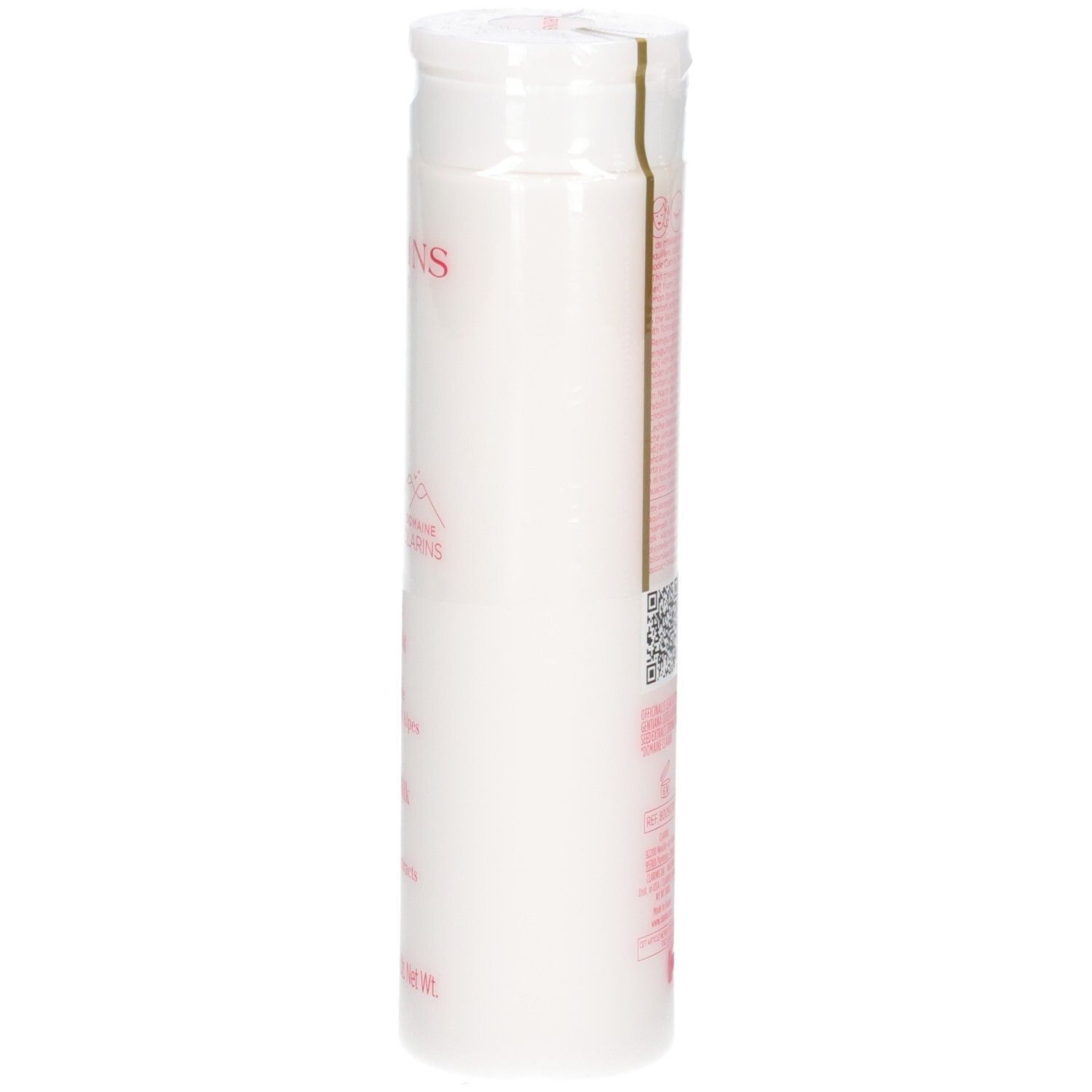 Clarins Lait Velours Démaquillant, vue latérale avec informations produit.