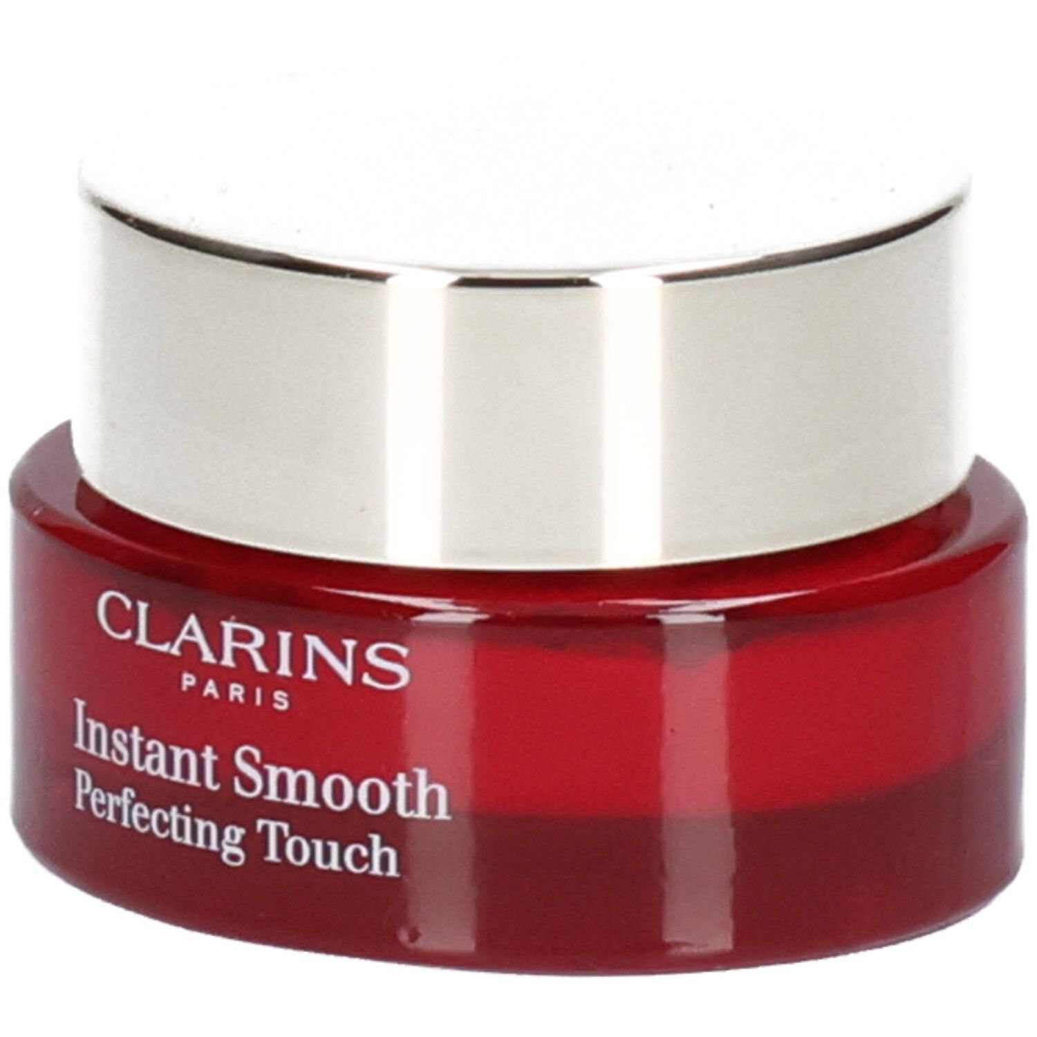 Pot Clarins Instant Smooth Perfecting Touch avec couvercle argenté.
