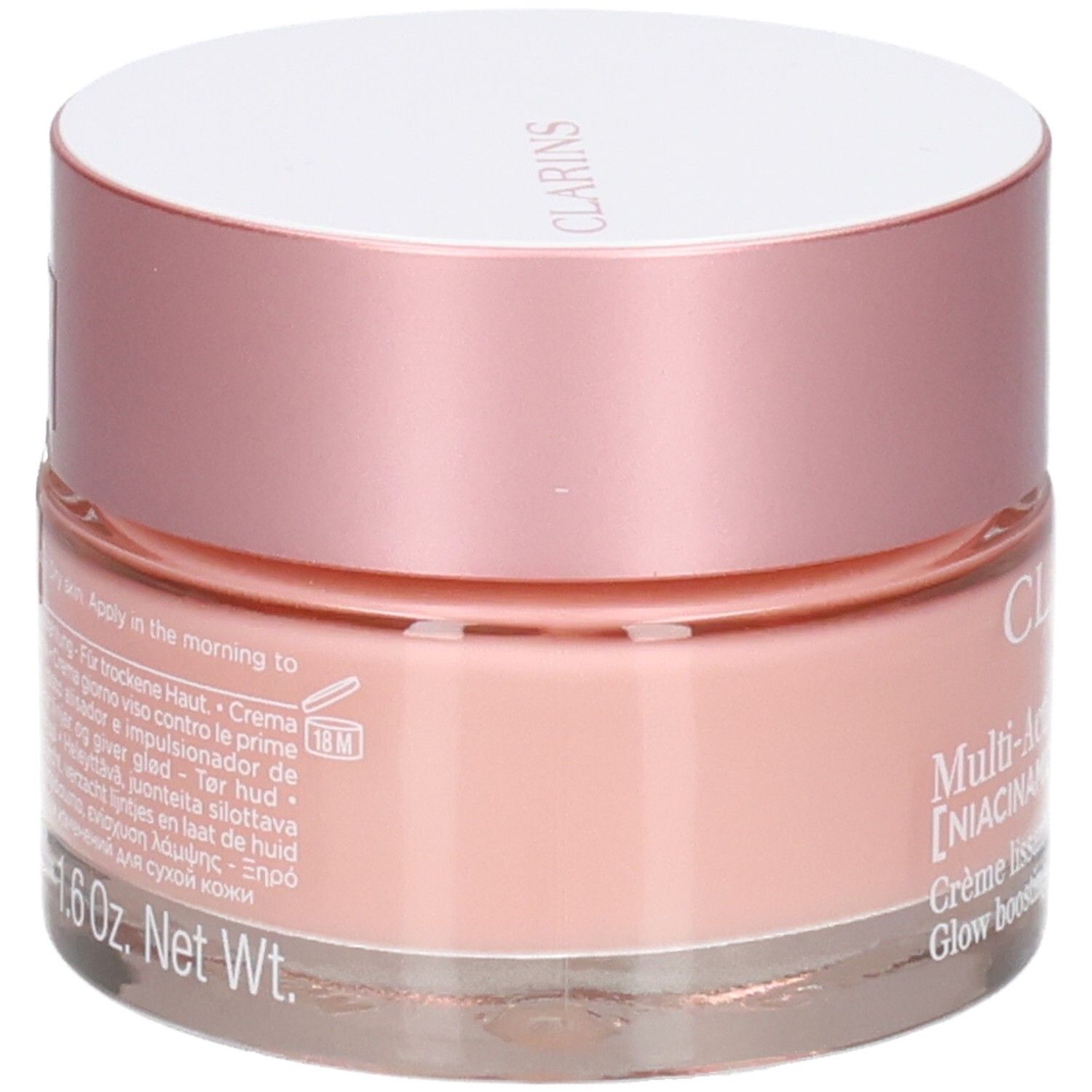 Clarins Multi-Active Jour Crème pour peaux sèches, 50ml, vue latérale.