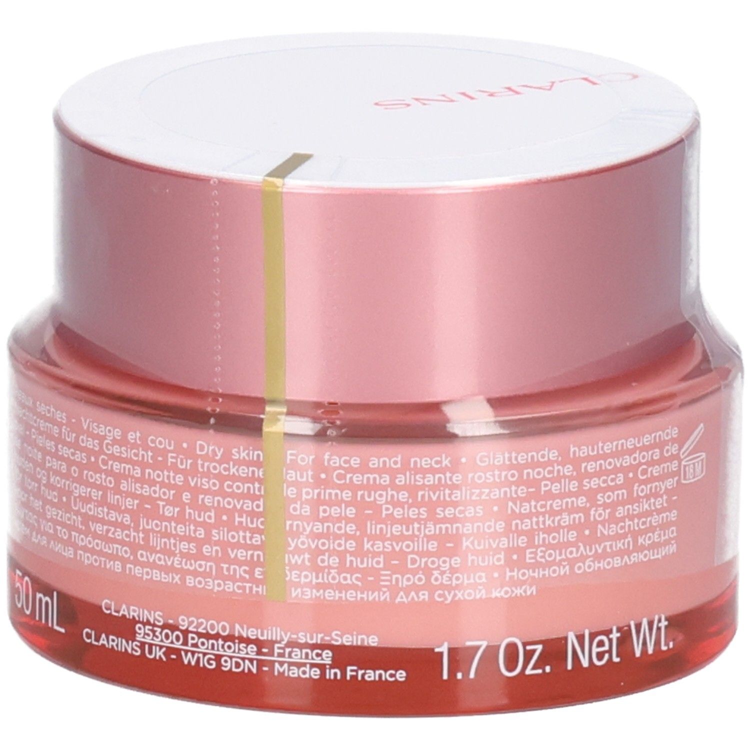 Clarins Multi-Active Nuit crème de nuit, 50 ml, 1,7 Oz. Net Wt. avec informations produit.