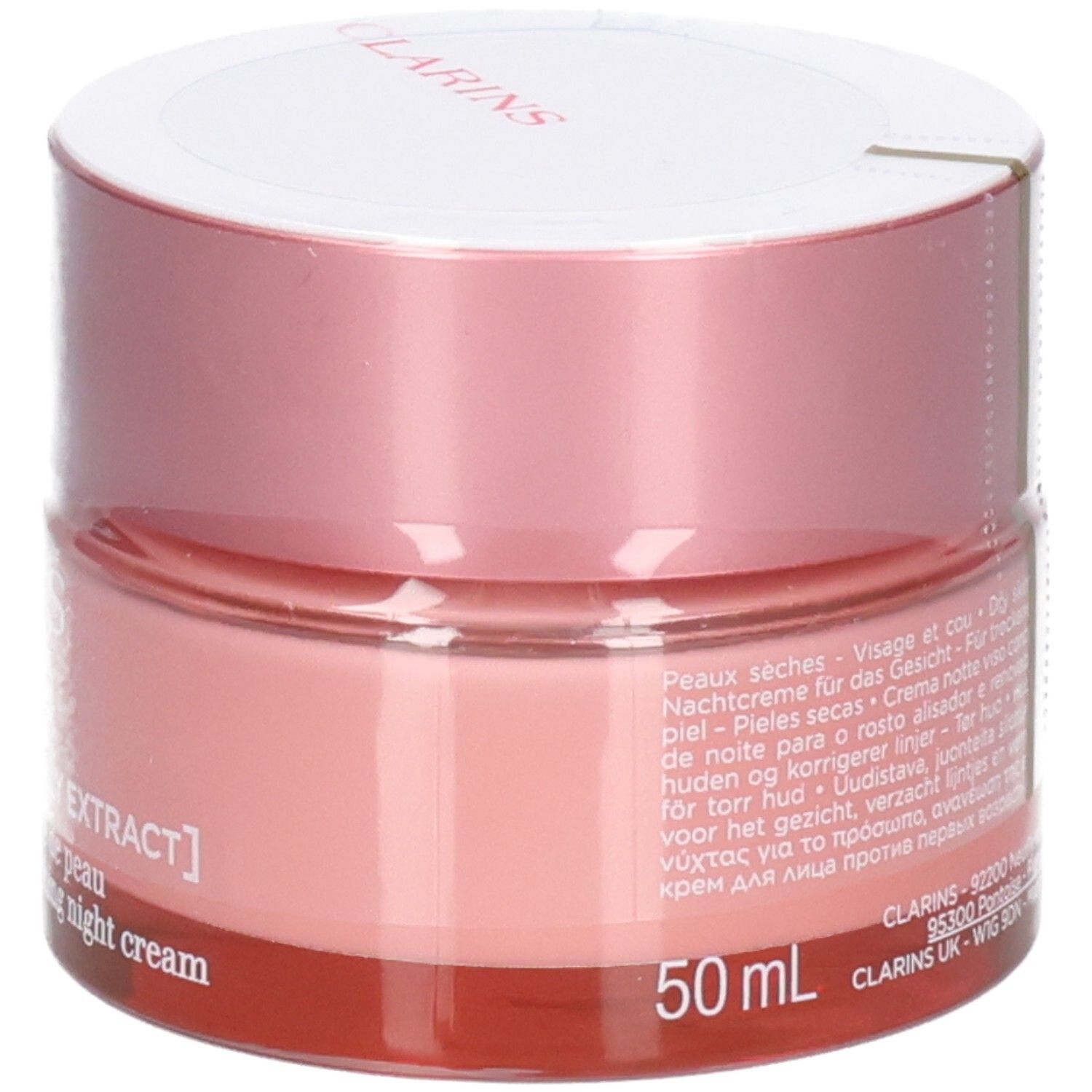 Clarins Multi-Active Nuit crème de nuit, 50 ml, avec instructions d'application détaillées.