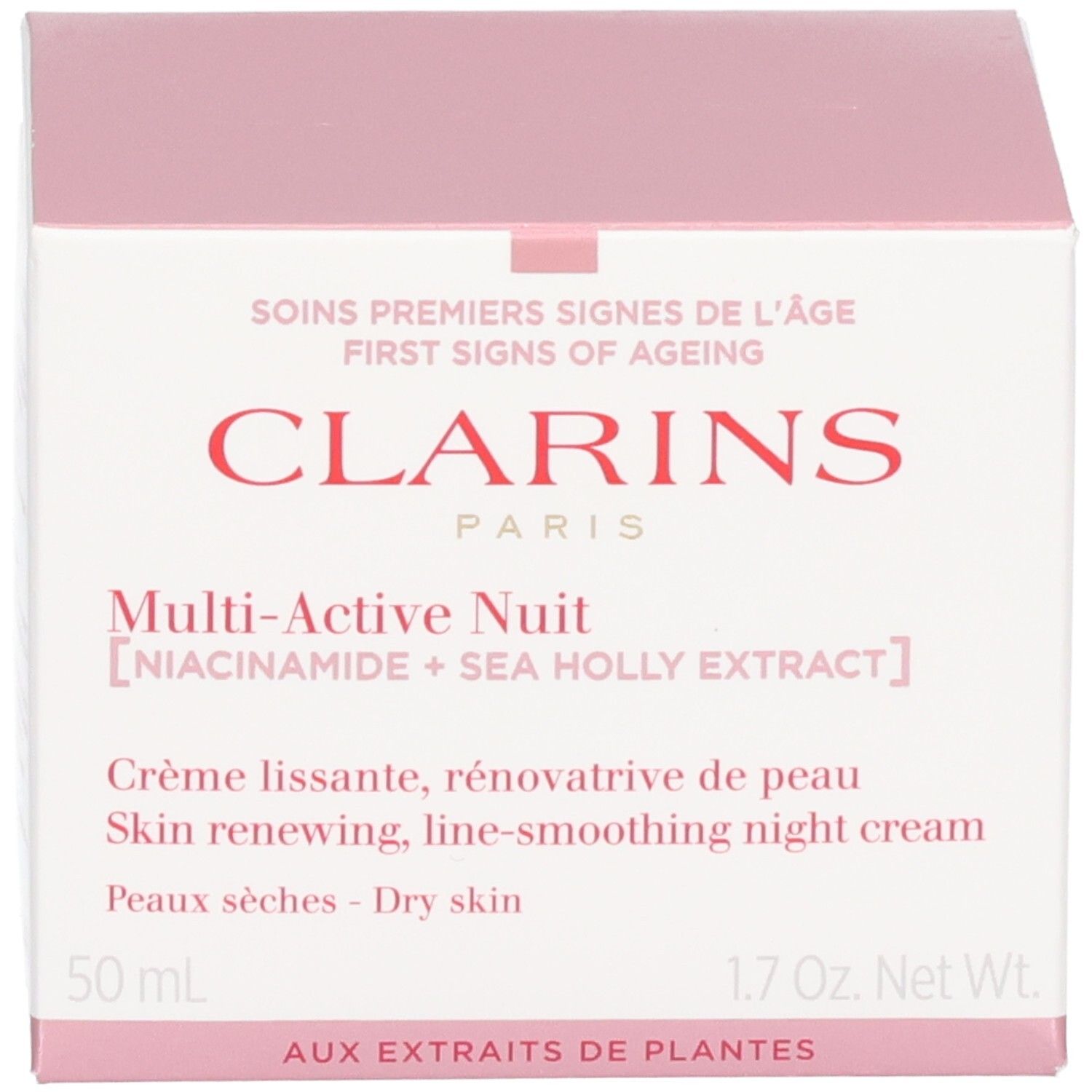 Clarins Multi-Active Nuit crème de nuit et emballage extérieur, 50 ml, pour peaux sèches.