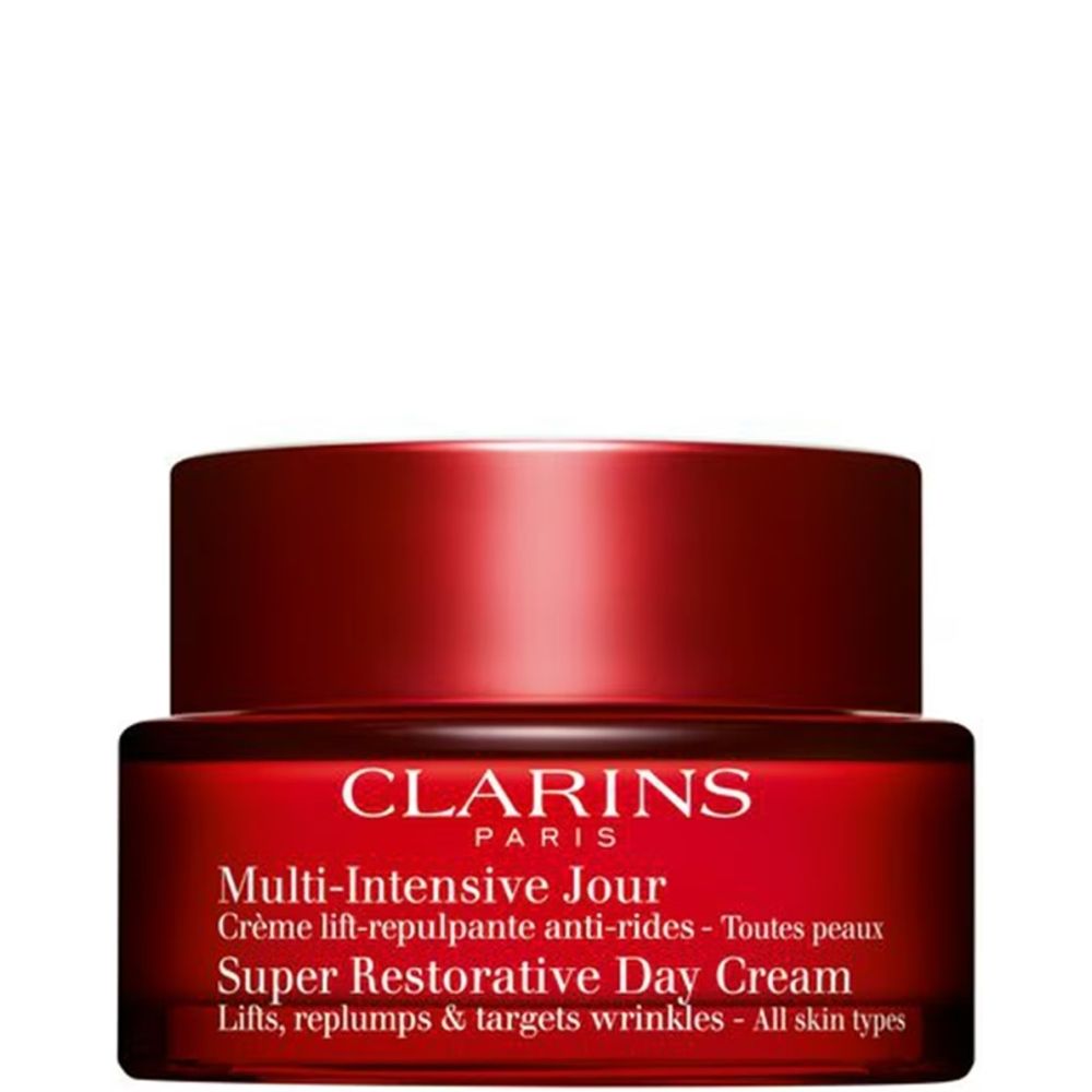 Clarins Super Restorative Day Cream pot, rouge/or, 50 ml.