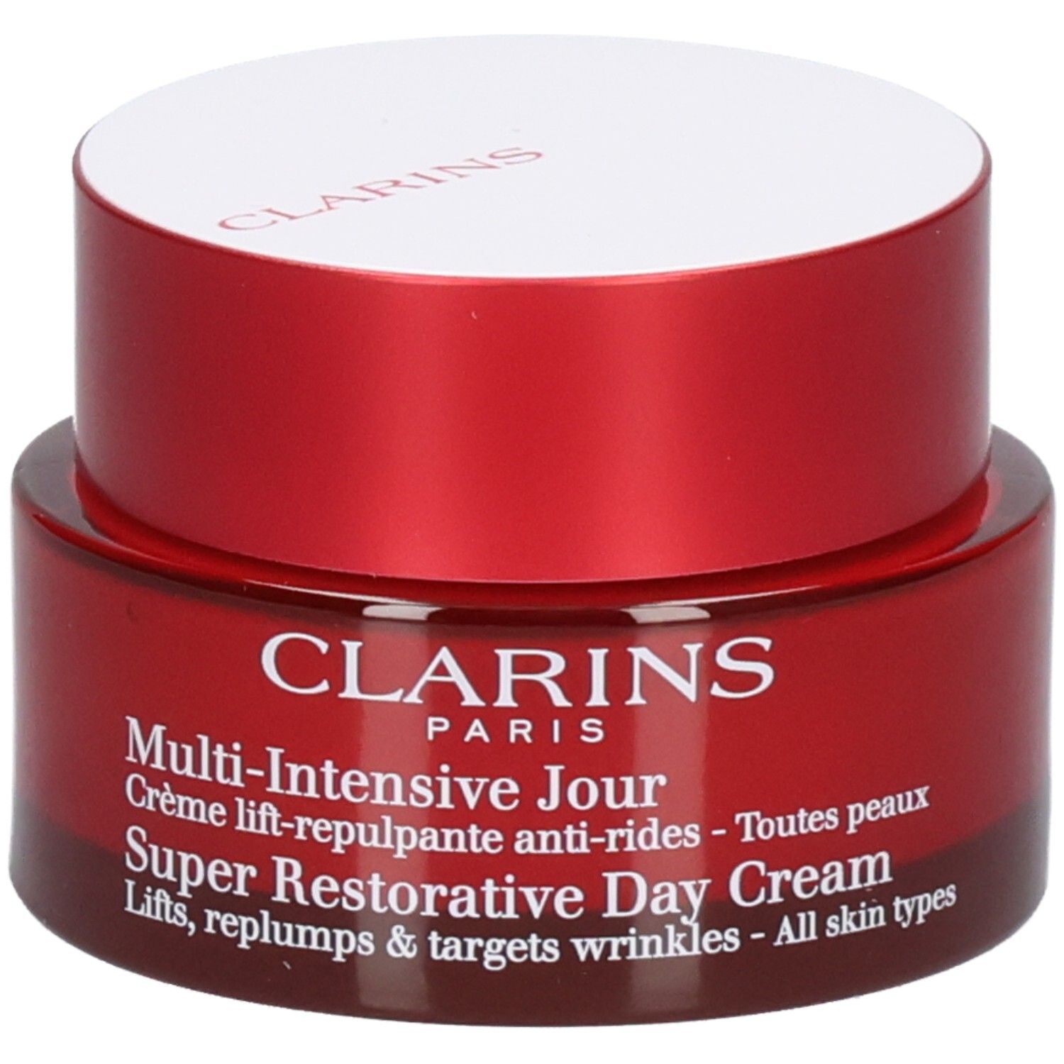 Clarins Super Restorative Day Cream pot, rouge/or, 50 ml.
