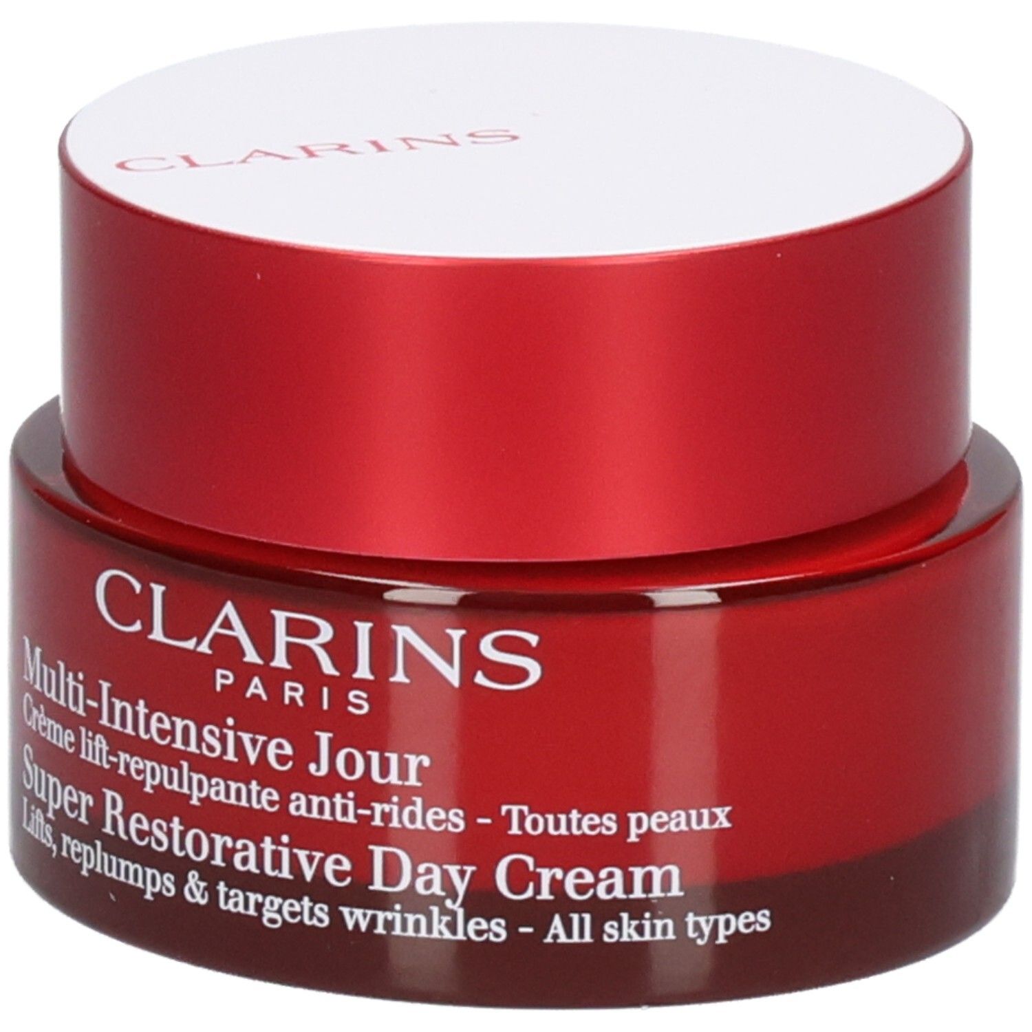 Clarins Super Restorative Day Cream pot, rouge/or, 50 ml.