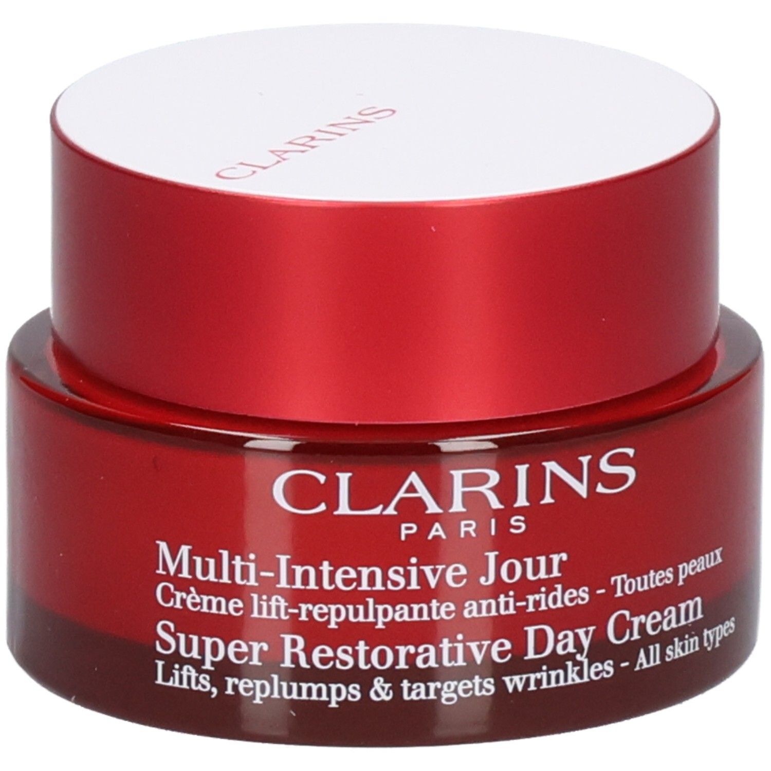 Clarins Super Restorative Day Cream pot, rouge/or, 50 ml.