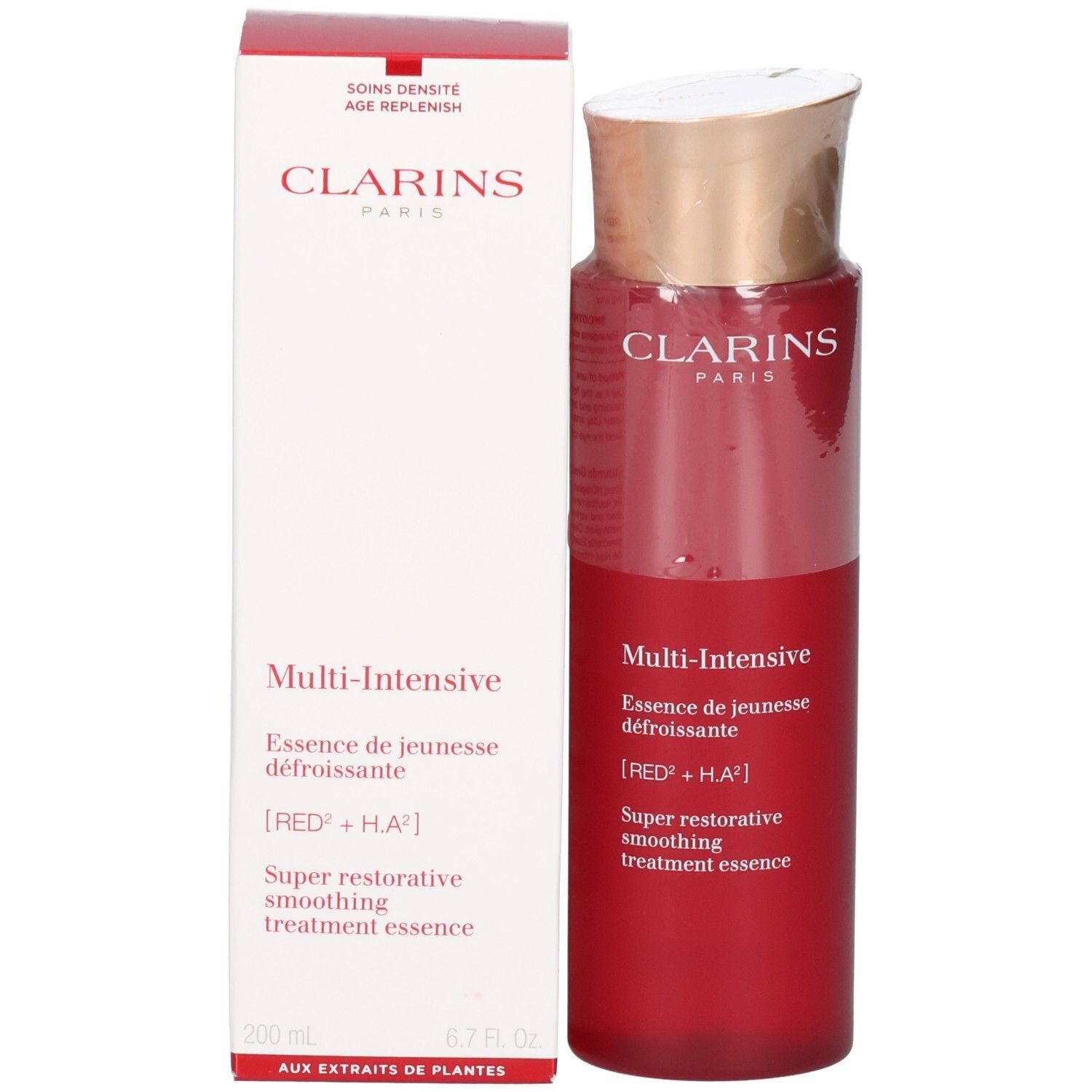 Flacon Clarins Multi-Intensive Essence et son emballage.