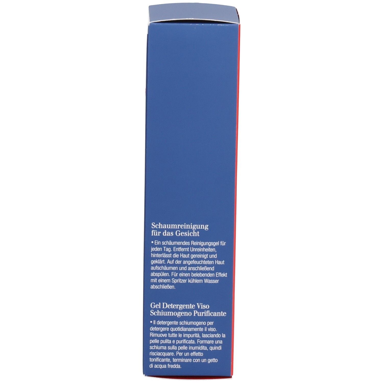 Vue latérale de la boîte Clarins Men Nettoyant Visage avec informations produit.
