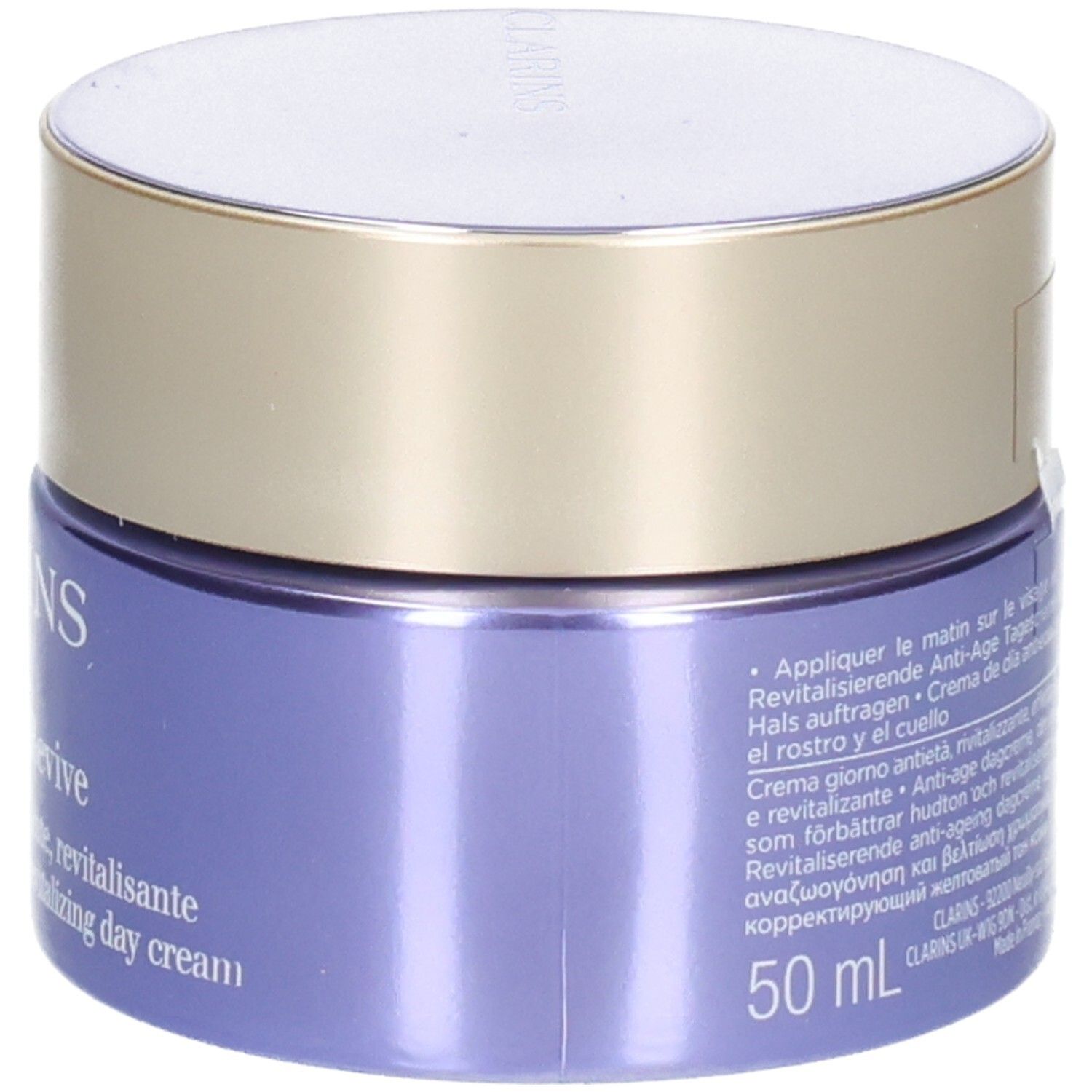 Clarins Nutri-Lumiere Revive crème de jour, 50 ml, avec instructions au dos.
