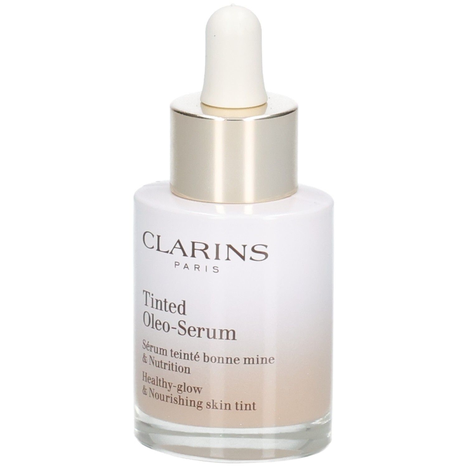 Flacon Clarins Tinted Oleo-Serum avec bouchon compte-gouttes.