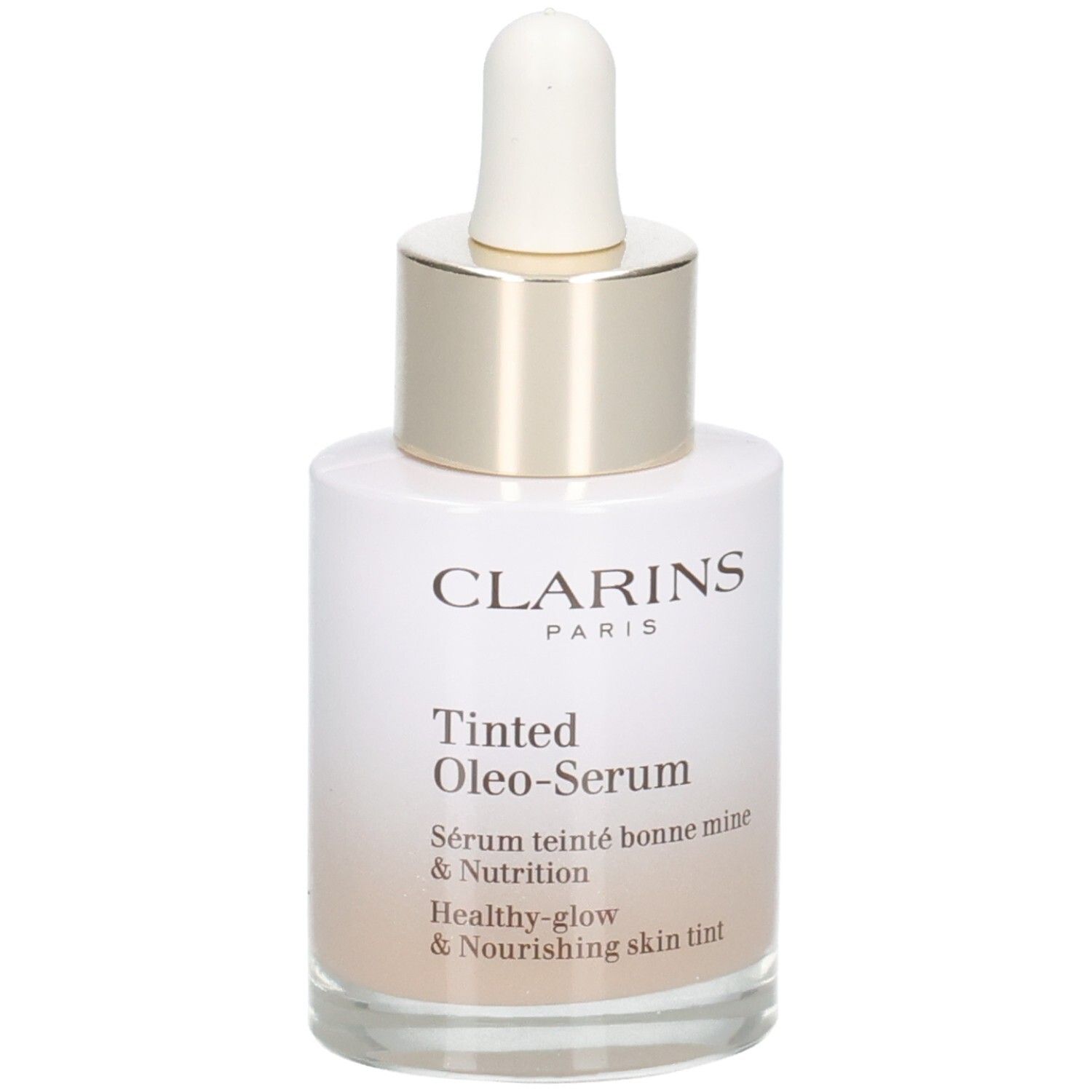 Flacon Clarins Tinted Oleo-Serum avec bouchon compte-gouttes.
