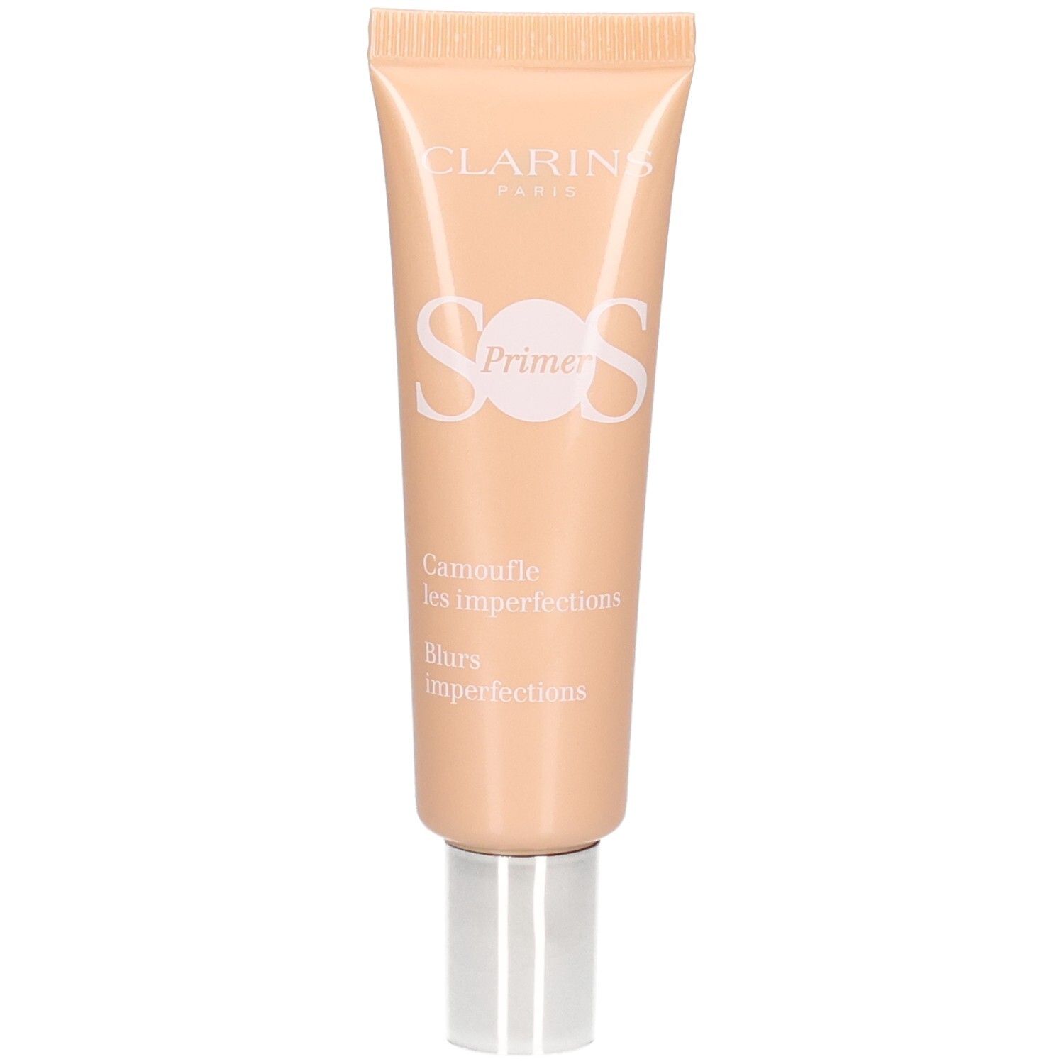 Clarins SOS Primer Peach : Tube pêche avec bouchon argenté.
