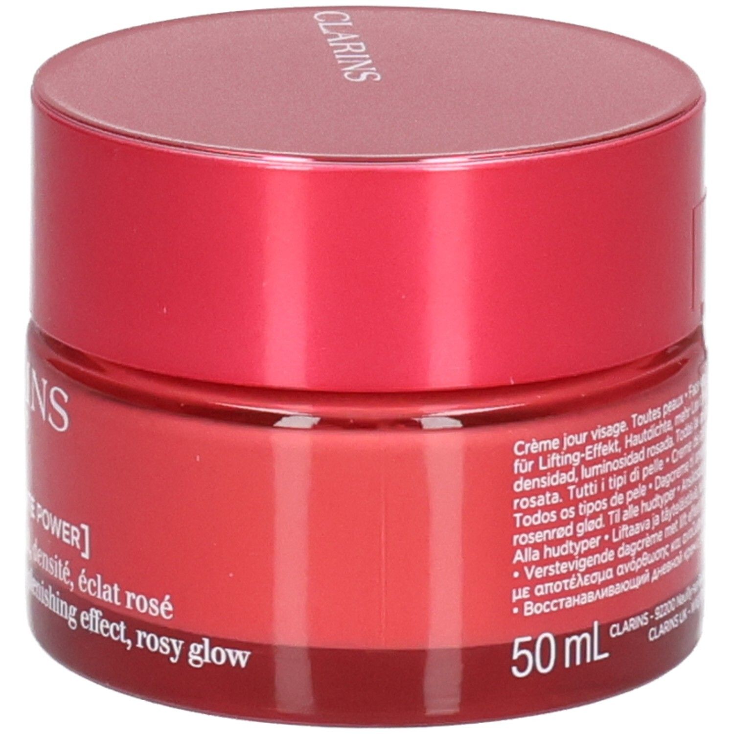 Crème Rose Radiance Clarins, 50 ml, avec étiquette.
