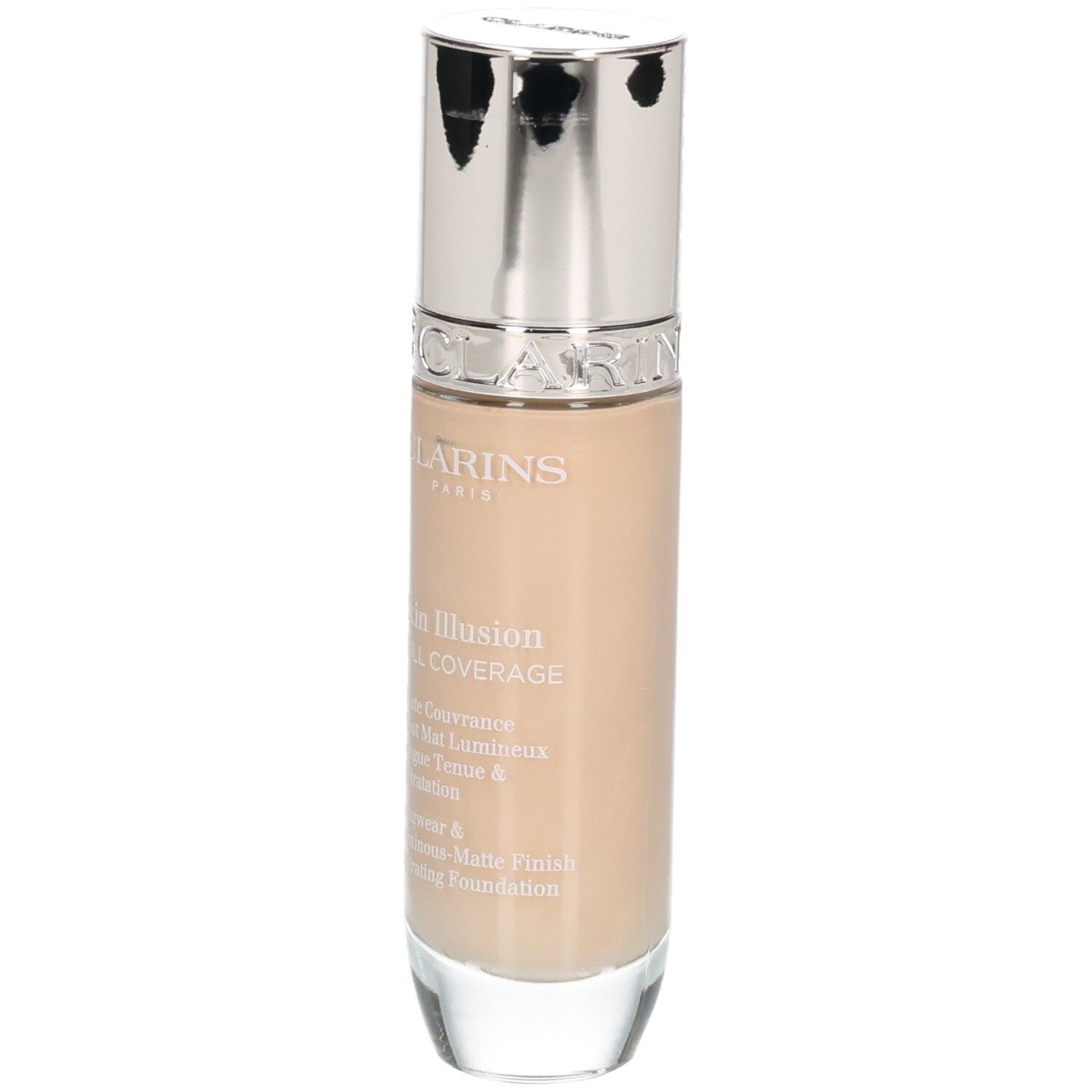 Fond de teint Clarins Skin Illusion Full Coverage en flacon, teinte 105N.