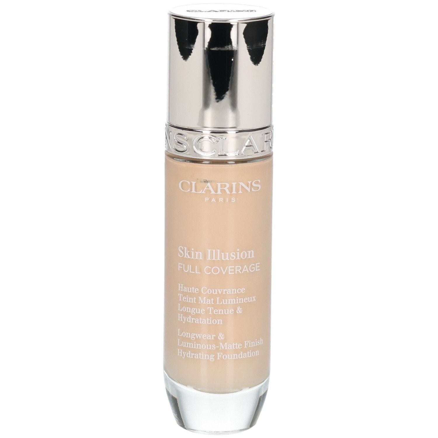 Fond de teint Clarins Skin Illusion Full Coverage en flacon, teinte 105N.
