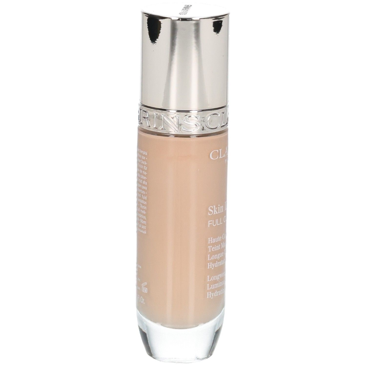 Clarins Skin Illusion Full Coverage Foundation, vue de côté, teinte 107C.
