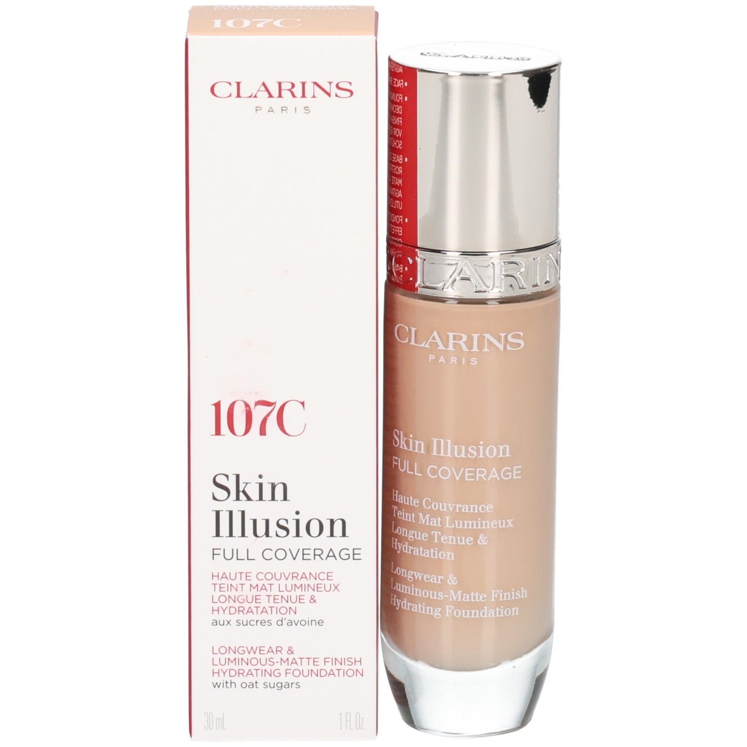 Clarins Skin Illusion Full Coverage Foundation 107C avec boîte.