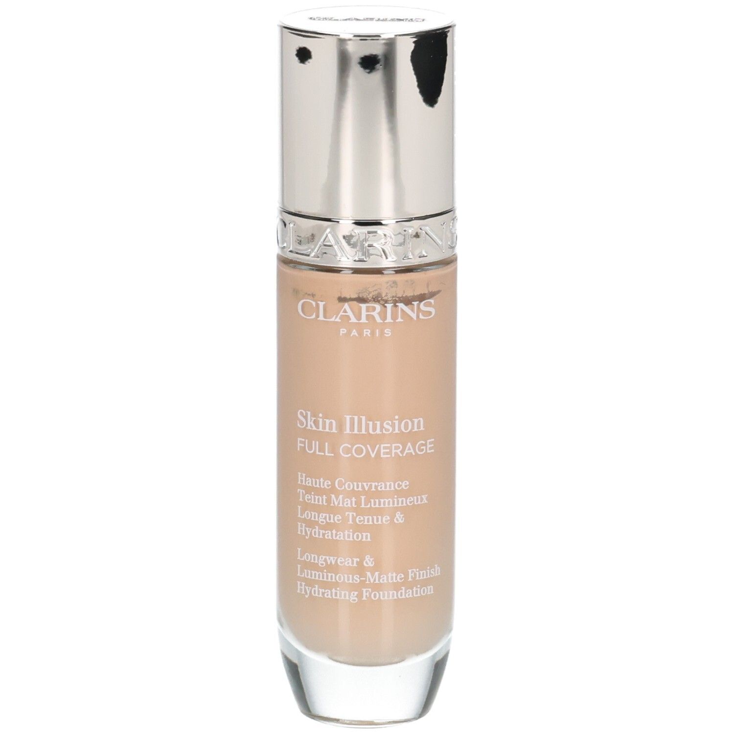 Fond de teint Clarins Skin Illusion Full Coverage, teinte 108.3N, en flacon.