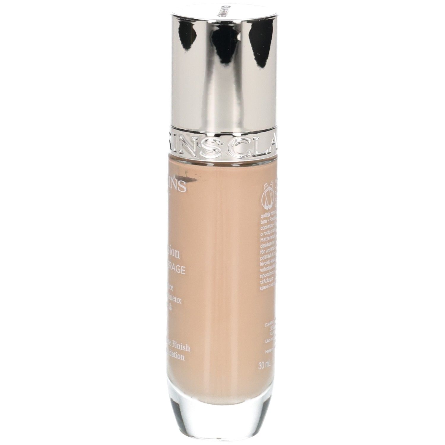 Fond de teint Clarins Skin Illusion Full Coverage, vue latérale du flacon, teinte 108.3N.