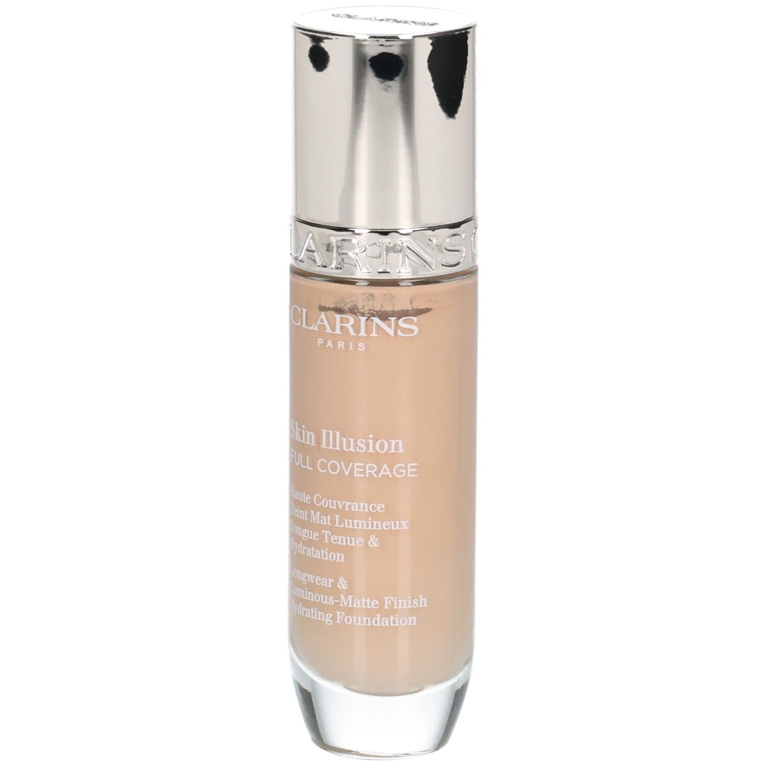Fond de teint Clarins Skin Illusion Full Coverage, teinte 108.3N, en flacon.