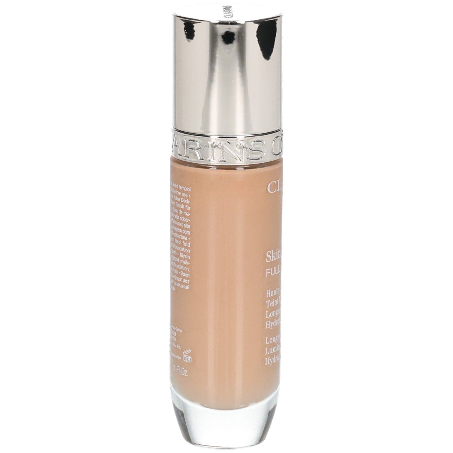 Clarins Skin Illusion Full Coverage Fond de teint, verso du flacon avec ingrédients.