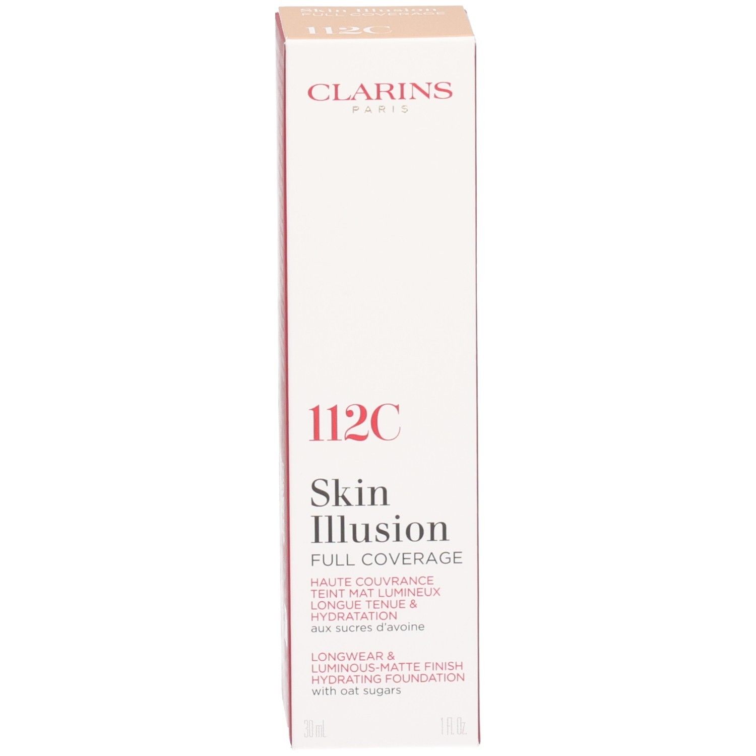 Clarins Skin Illusion Full Coverage Fond de teint 112C boîte.