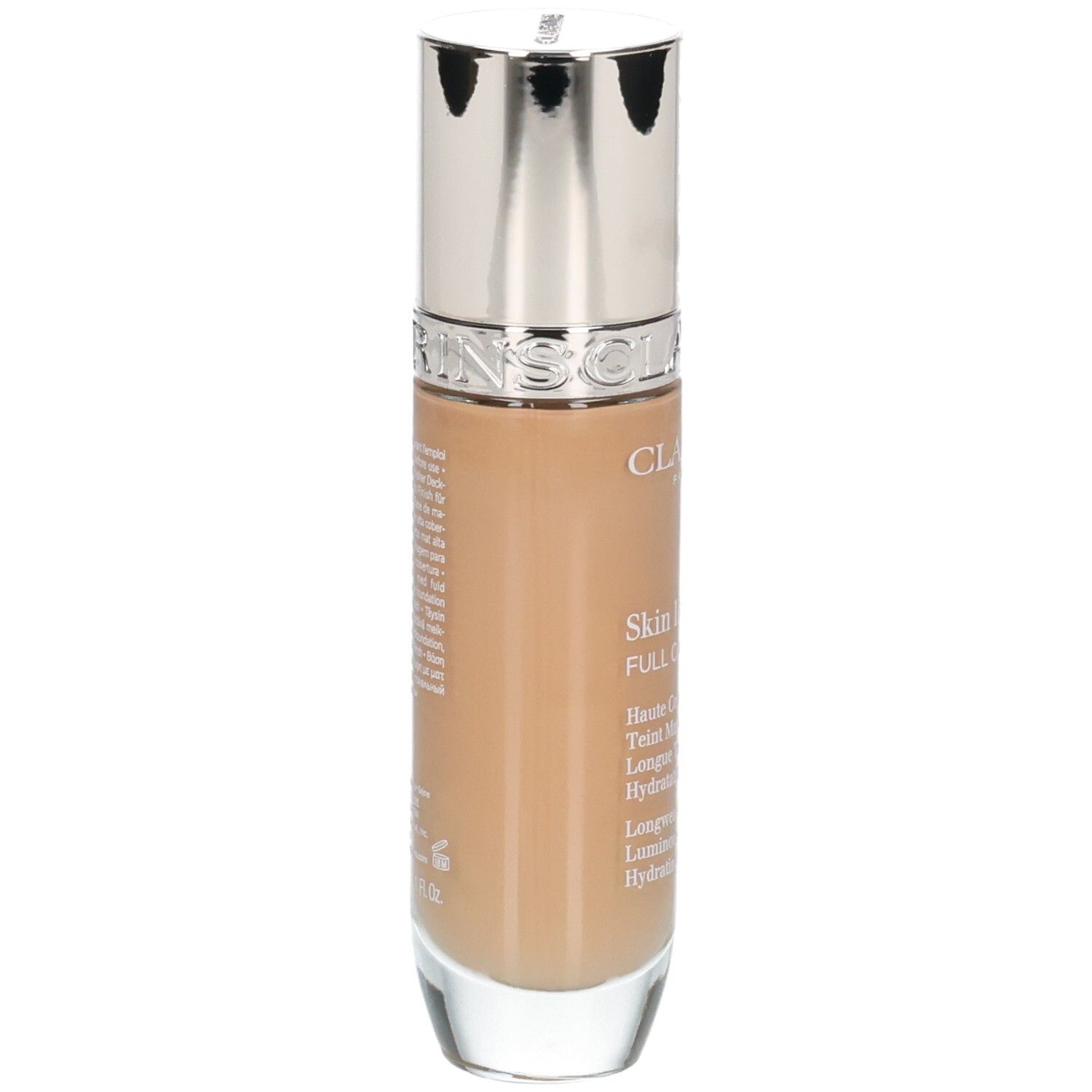 Fond de teint Clarins Skin Illusion Full Coverage, vue arrière du flacon, teinte 114N.