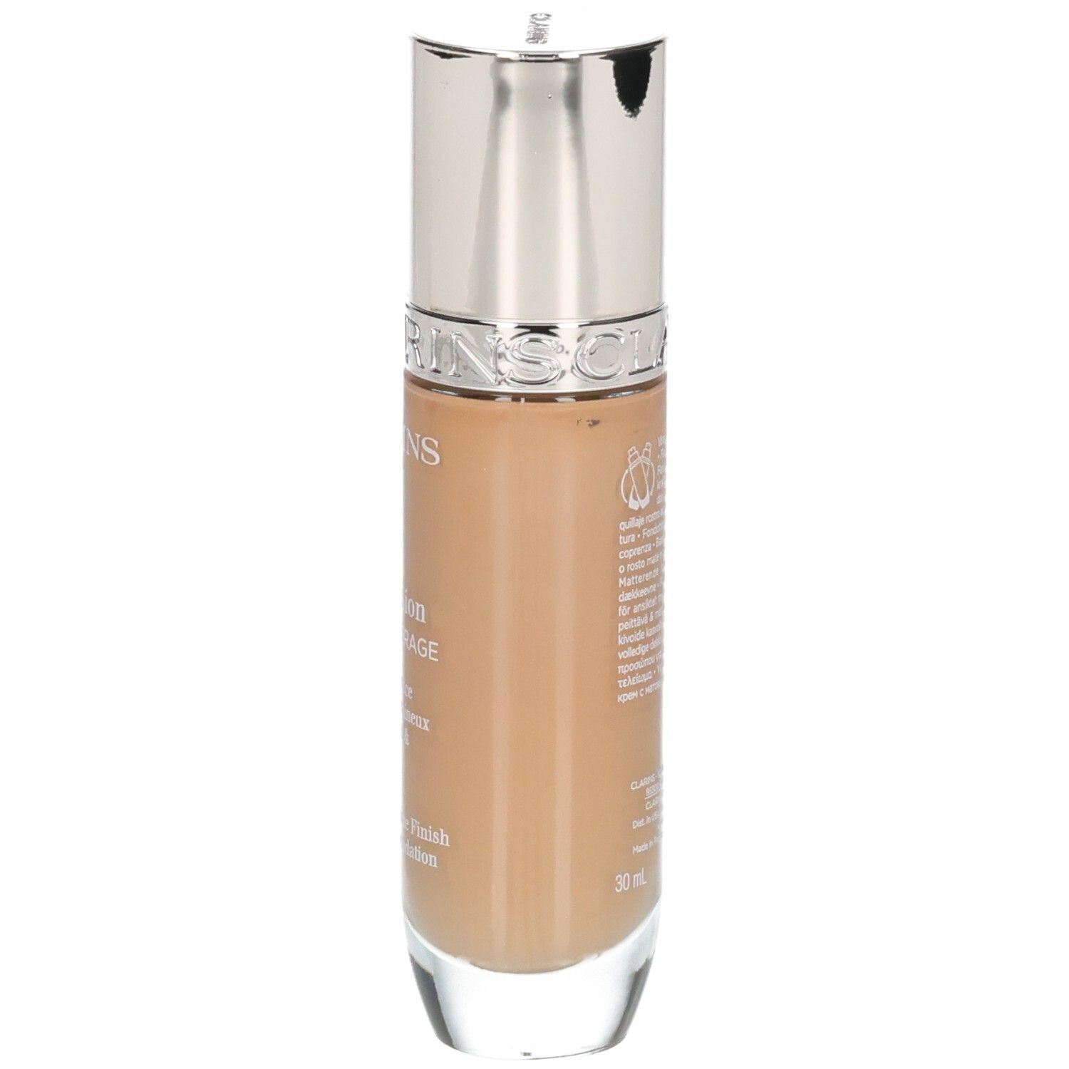 Fond de teint Clarins Skin Illusion Full Coverage, vue latérale du flacon, teinte 114N.