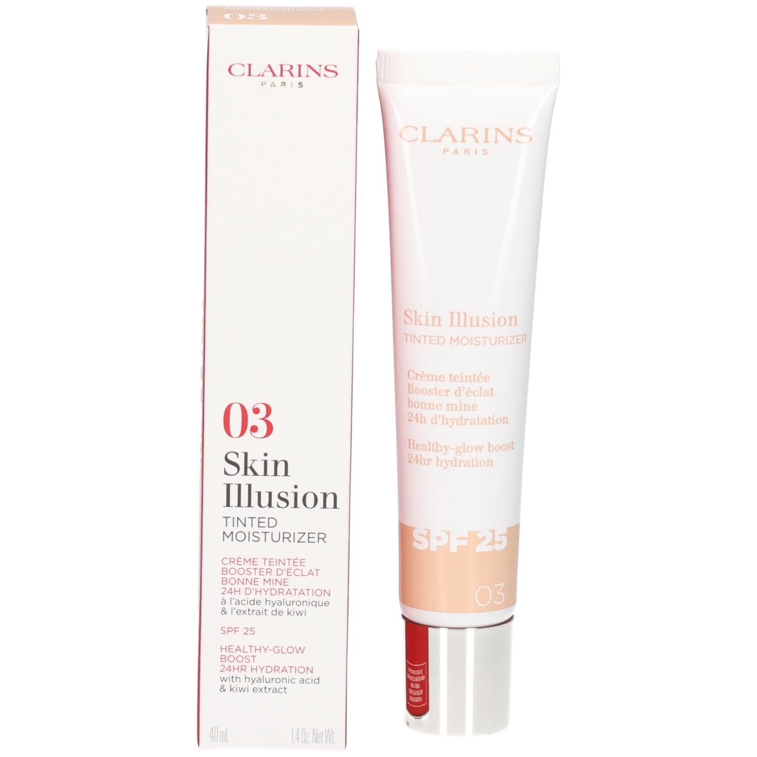 Clarins Skin Illusion crème teintée hydratante SPF 25, teinte 03, avec boîte.
