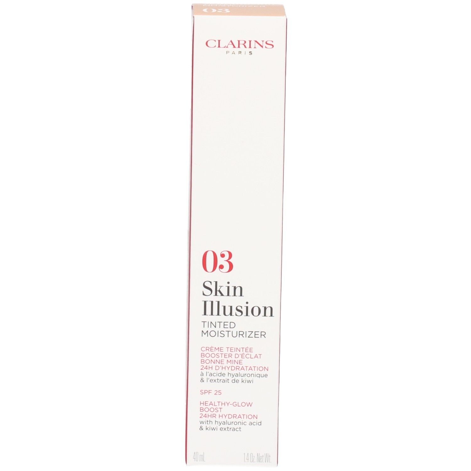 Boîte de la crème teintée Clarins Skin Illusion SPF 25, teinte 03.