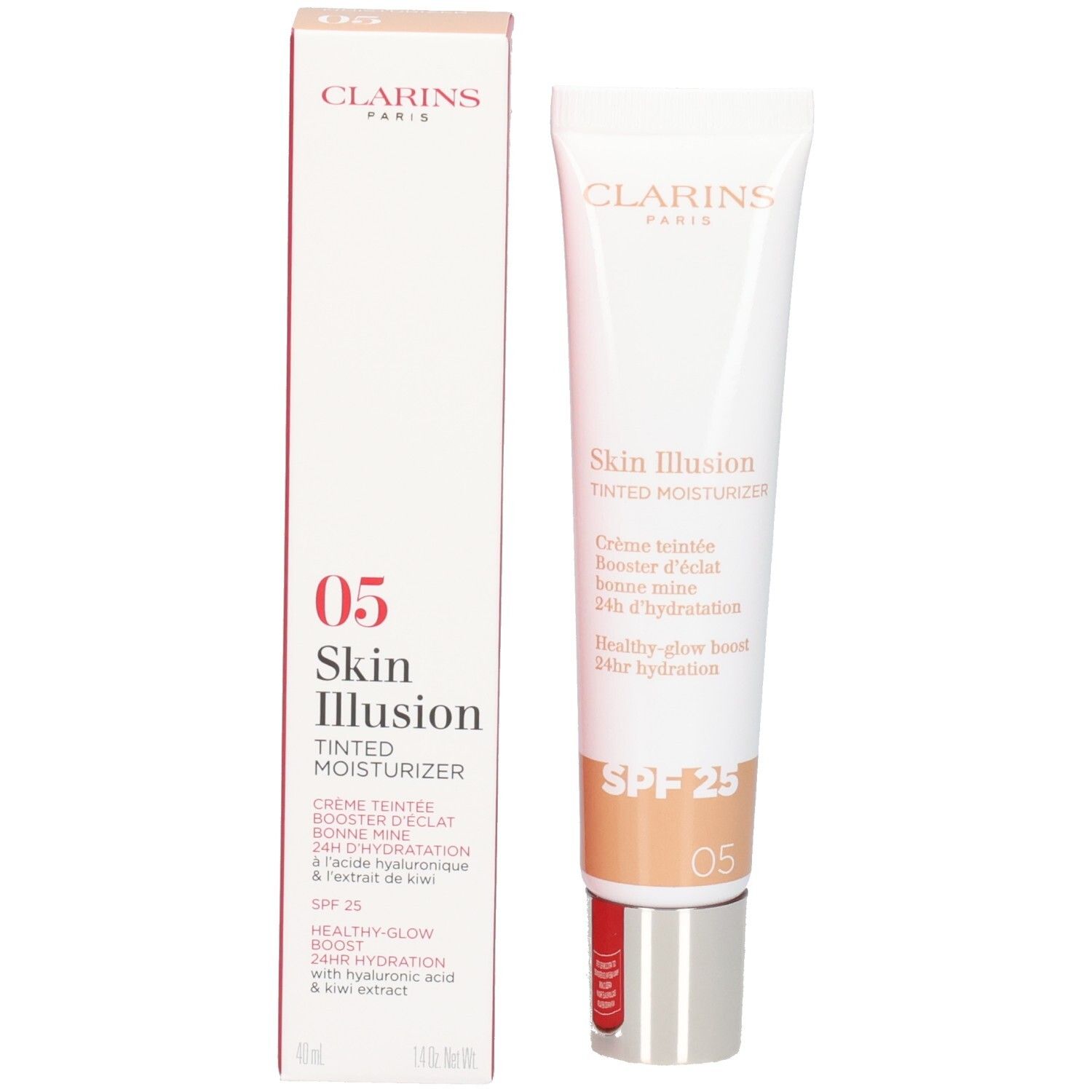 Clarins Skin Illusion crème teintée hydratante SPF 25, teinte 05, avec boîte.