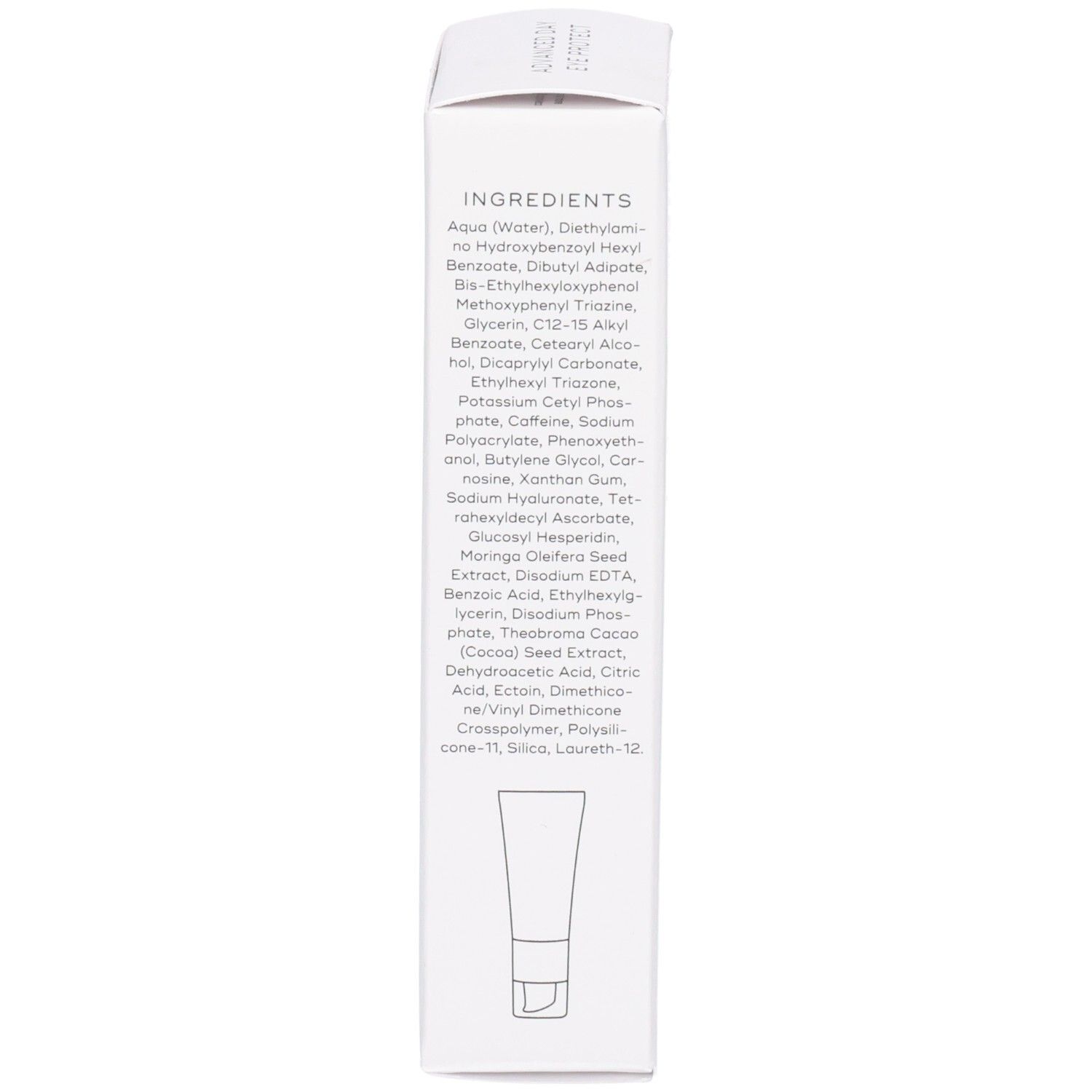 Côté de la boîte Medik8 Advanced Day Eye Protect avec liste des ingrédients.