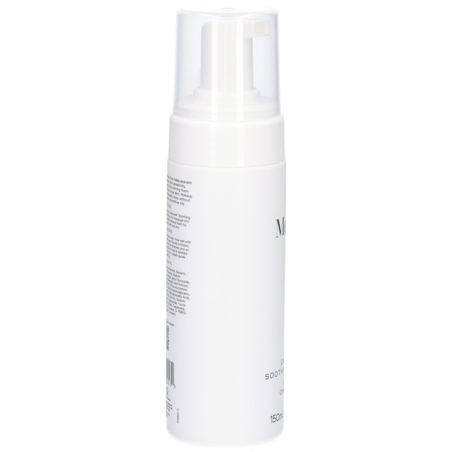 Arrière du flacon Medik8 Calmwise Soothing Cleanser avec liste des ingrédients.