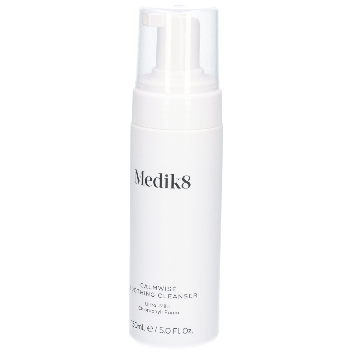 Flacon Medik8 Calmwise Soothing Cleanser avec pompe, vue de face.