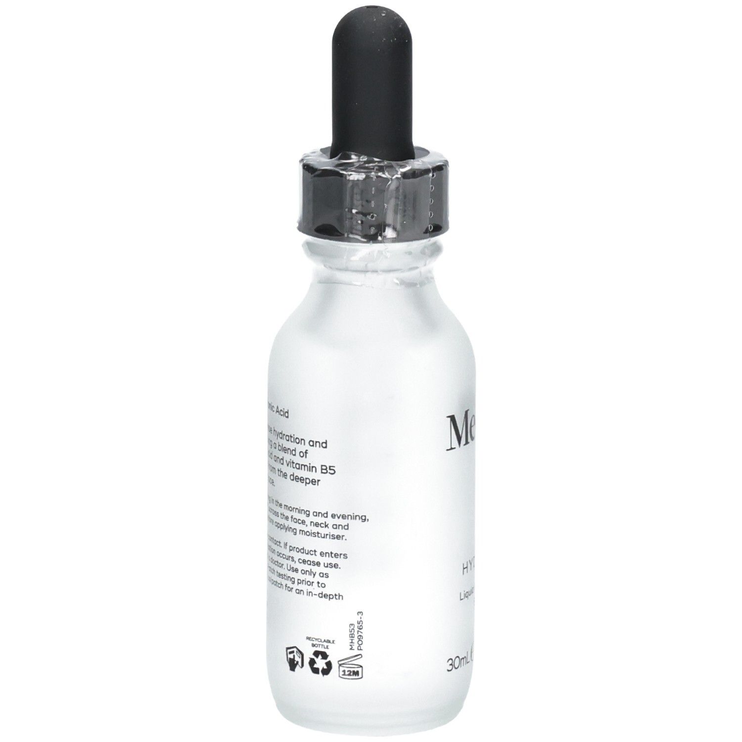 Dos de la bouteille de sérum Medik8 Hydr8 B5 avec instructions d'utilisation.