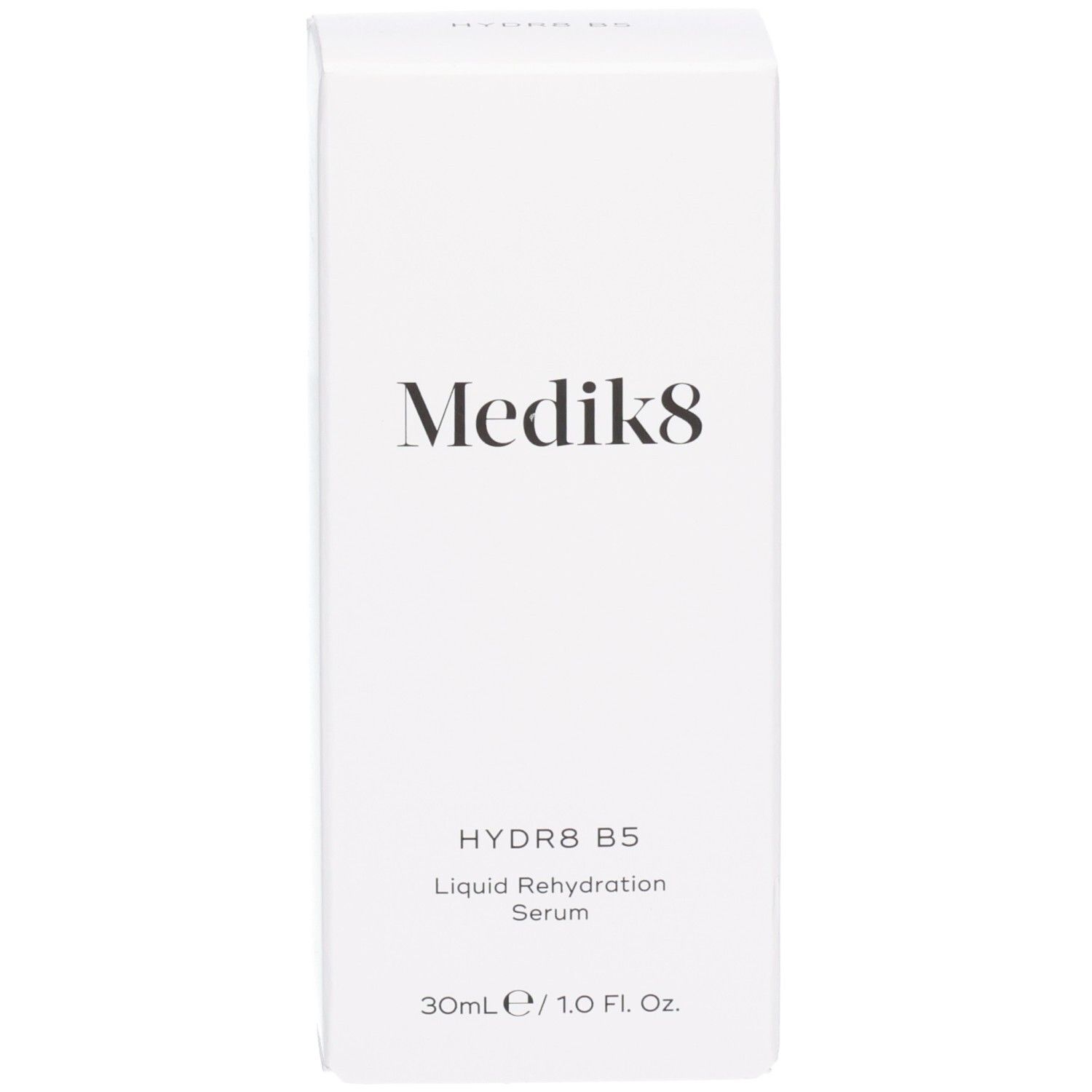Boîte d'emballage blanche pour le sérum Medik8 Hydr8 B5.