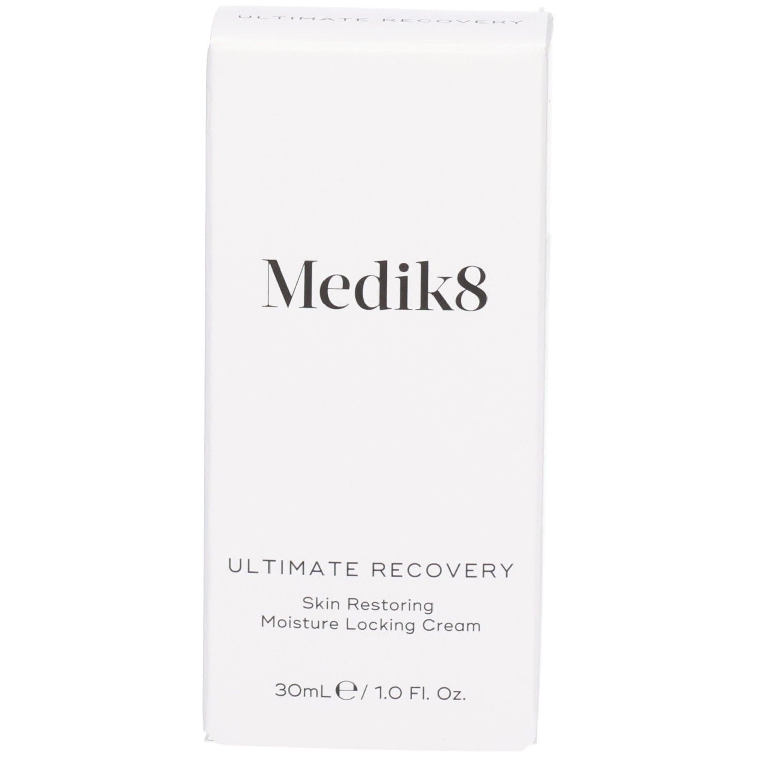 Boîte pliante blanche pour Medikas Ultimate Recovery.