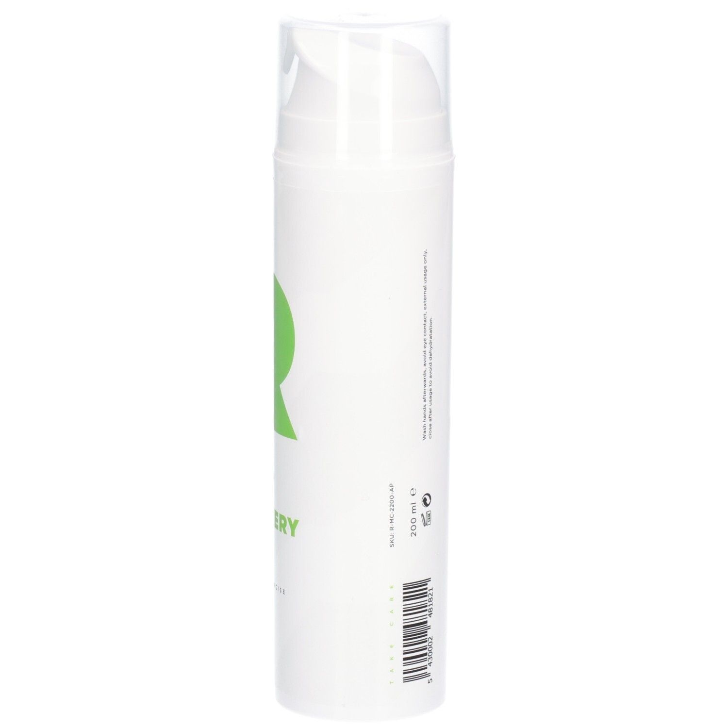 Flacon blanc avec texte. "RÉVVI Fast Recovery Gel" et indication de volume 200 ml sont visibles.