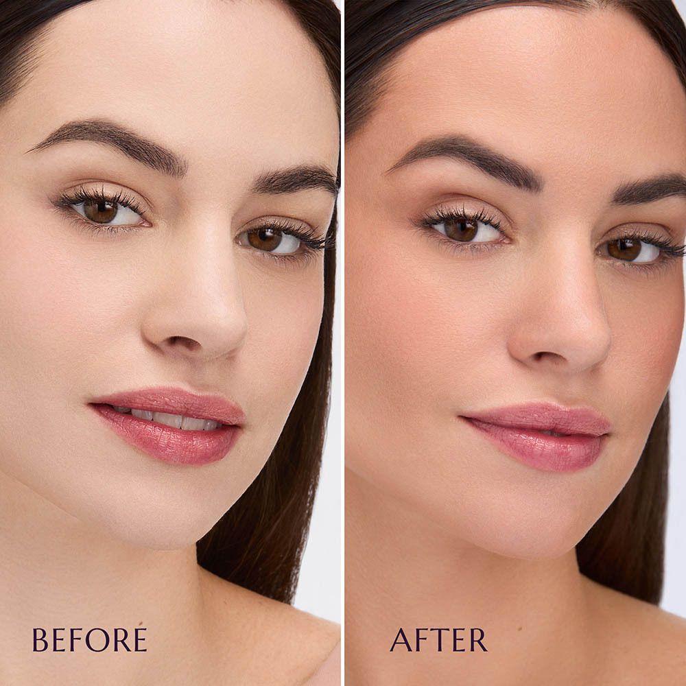 Comparaison avant-après du maquillage du visage avec Collistar Magica Poudre Bronzante Libre.