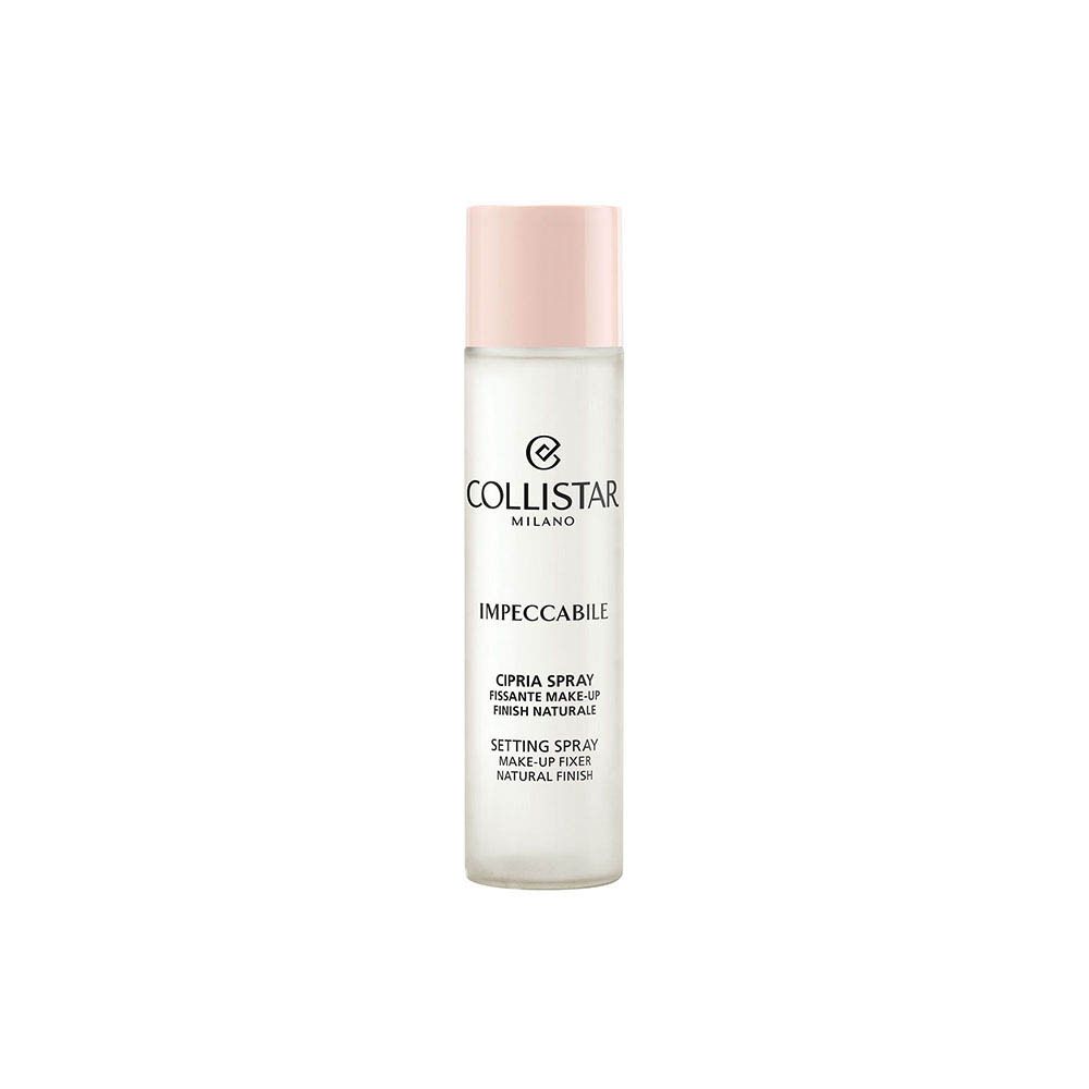 Flacon cylindrique avec bouchon rose. Logo Collistar et nom du produit. Contenu clair.