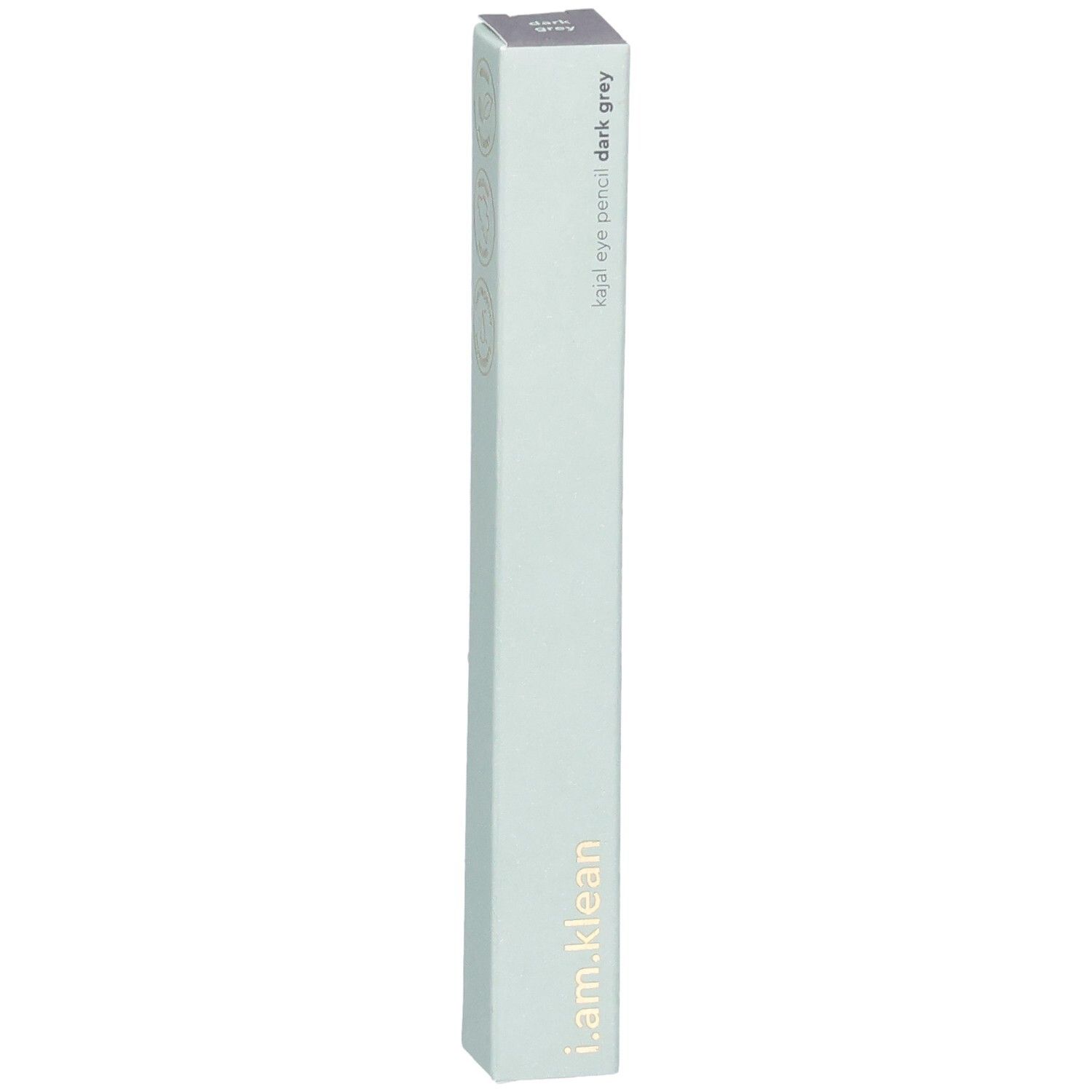 Crayon Kajal Dark Grey Moontide dans un emballage vert clair. Marque i.am.klean. Forme rectangulaire et élancée.