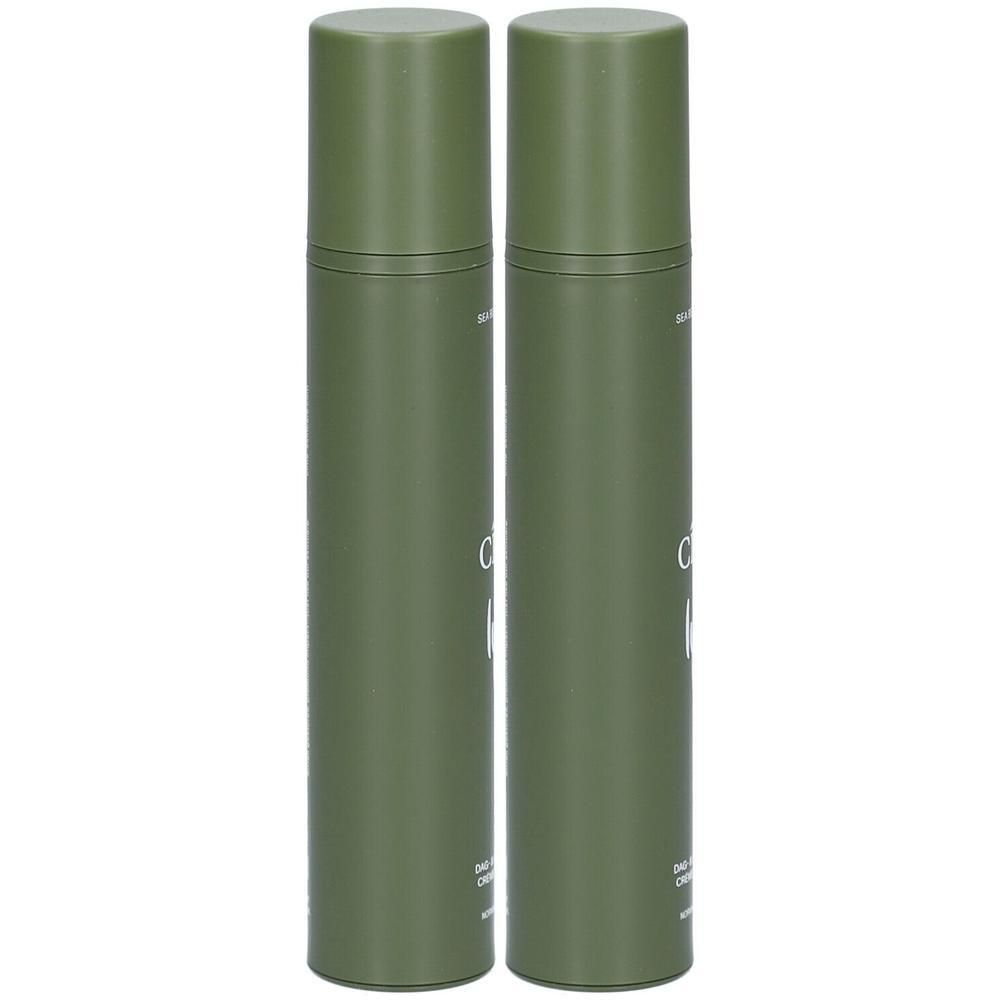 Deux flacons cylindriques verts. Inscription: CÎME.