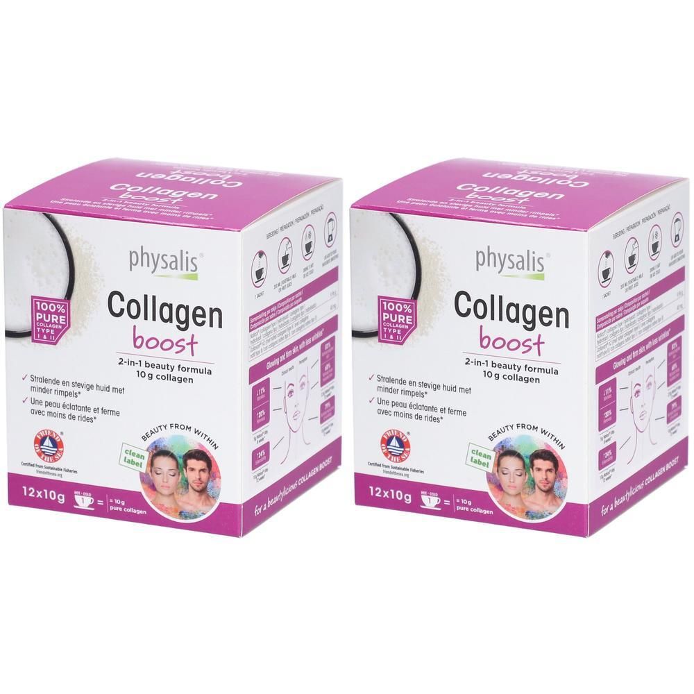 Deux boîtes de physalis® Collagen Boost, formule beauté 2-en-1, 12x10g.